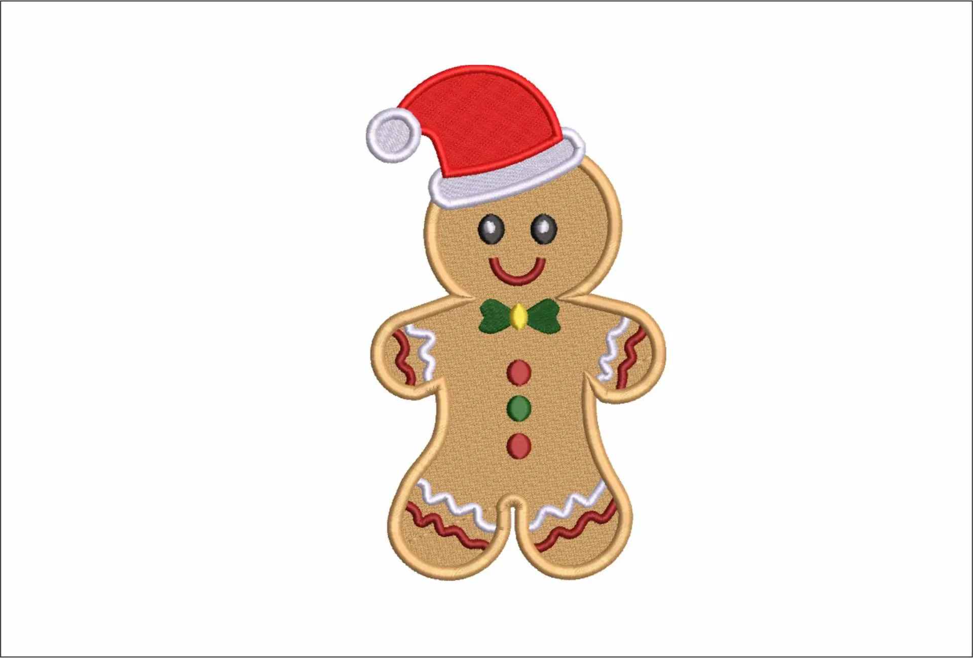 Gingerbread man with Santa Hat - Xmas embroidery design file - instant download in a frame