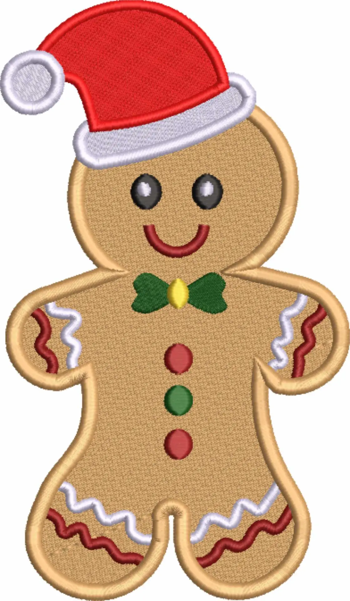 Gingerbread man with Santa Hat - Xmas embroidery design file - instant download in a frame — view 3