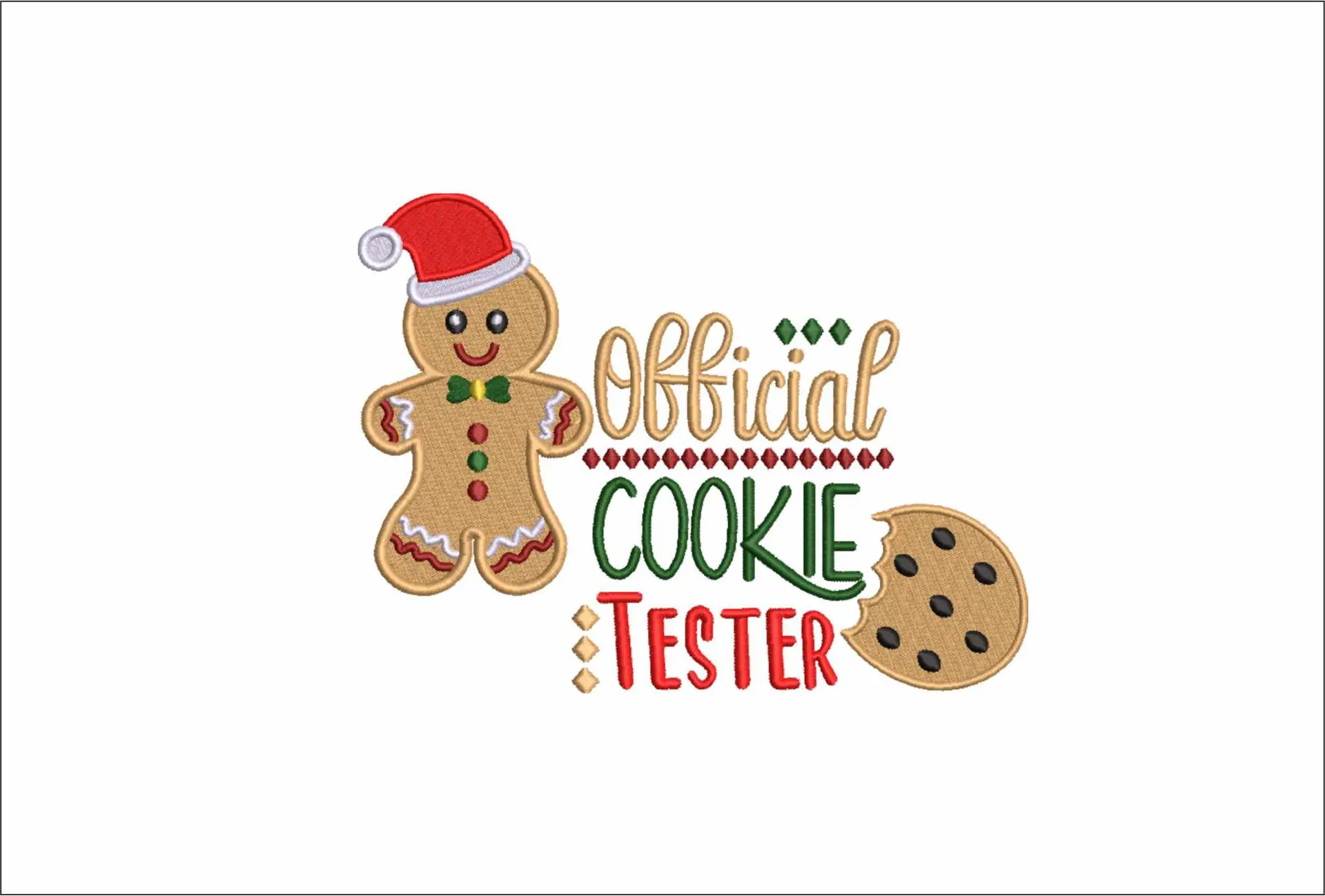 Gingerbread man with Santa Hat Cookie Tester- Xmas embroidery design file - instant download in a frame