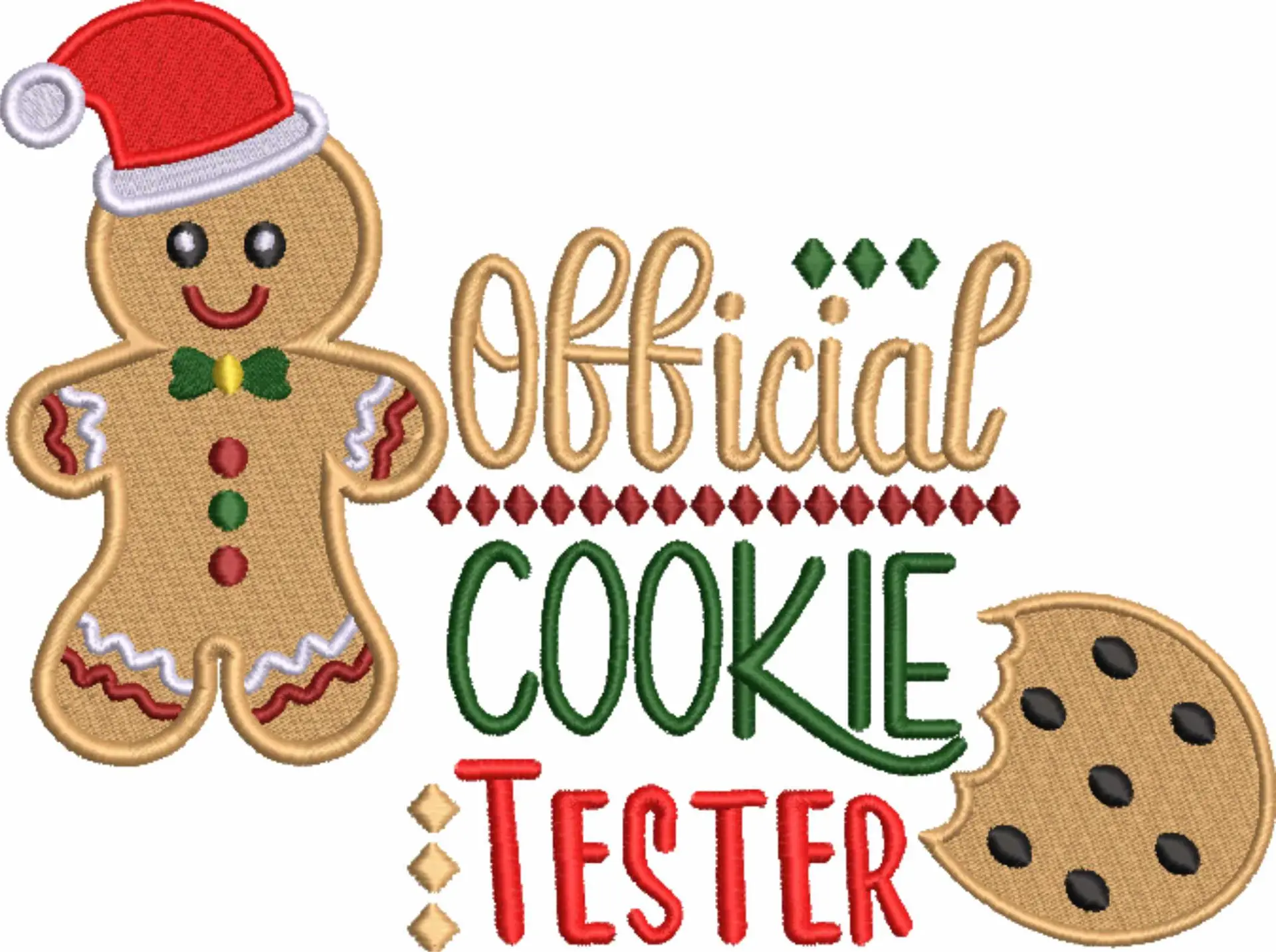 Gingerbread man with Santa Hat Cookie Tester- Xmas embroidery design file - instant download in a frame — view 4