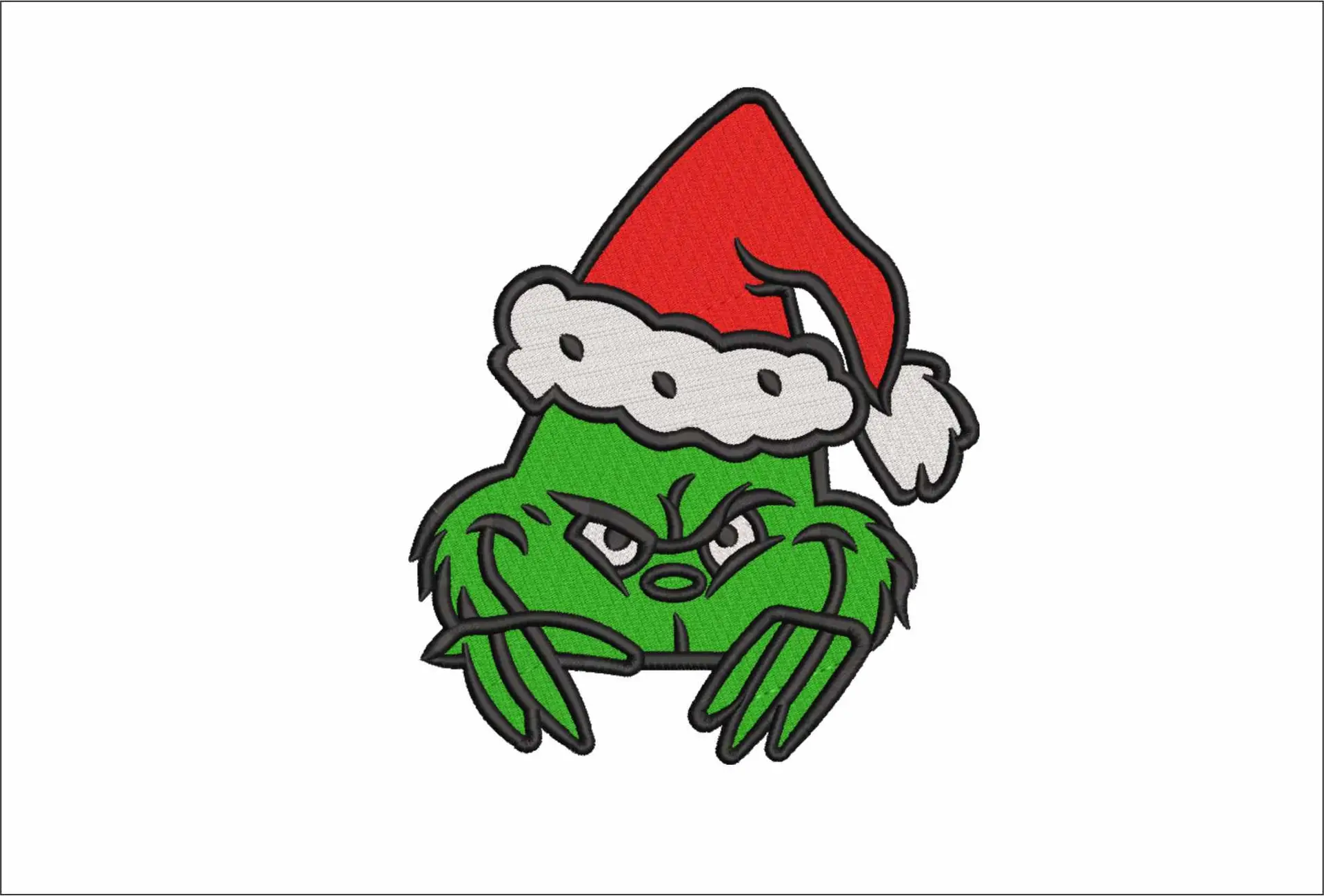 Grinch Head Santa Hat - Xmas embroidery design file - instant download in a frame