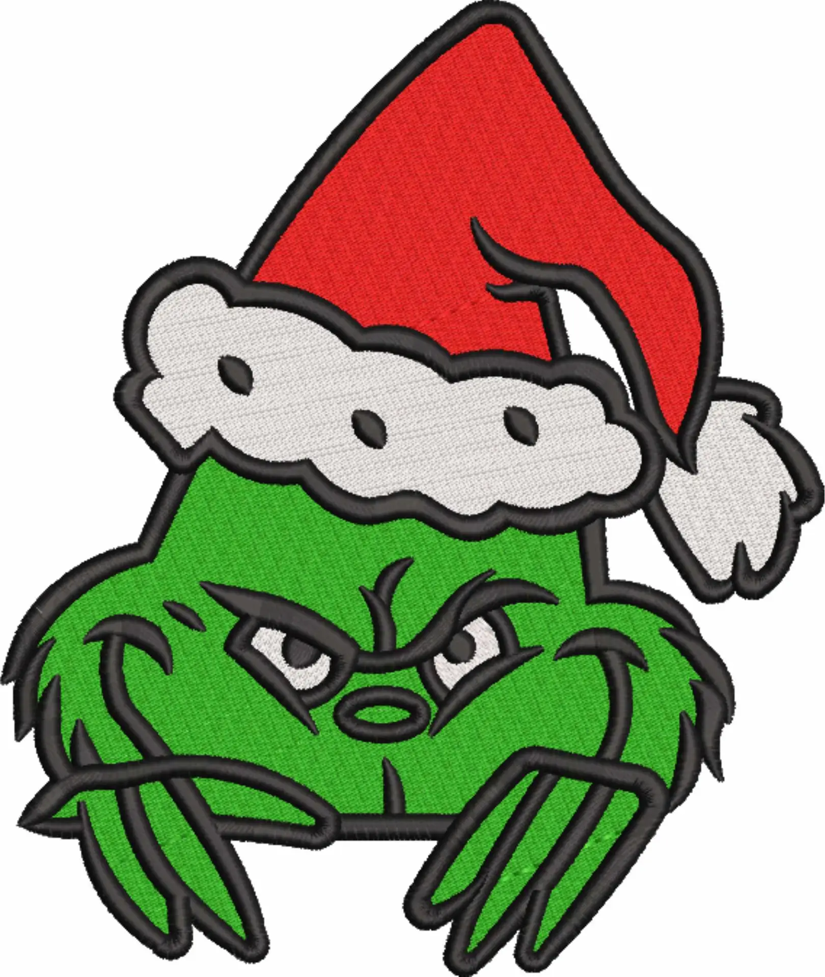 Grinch Head Santa Hat - Xmas embroidery design file - instant download in a frame — view 4