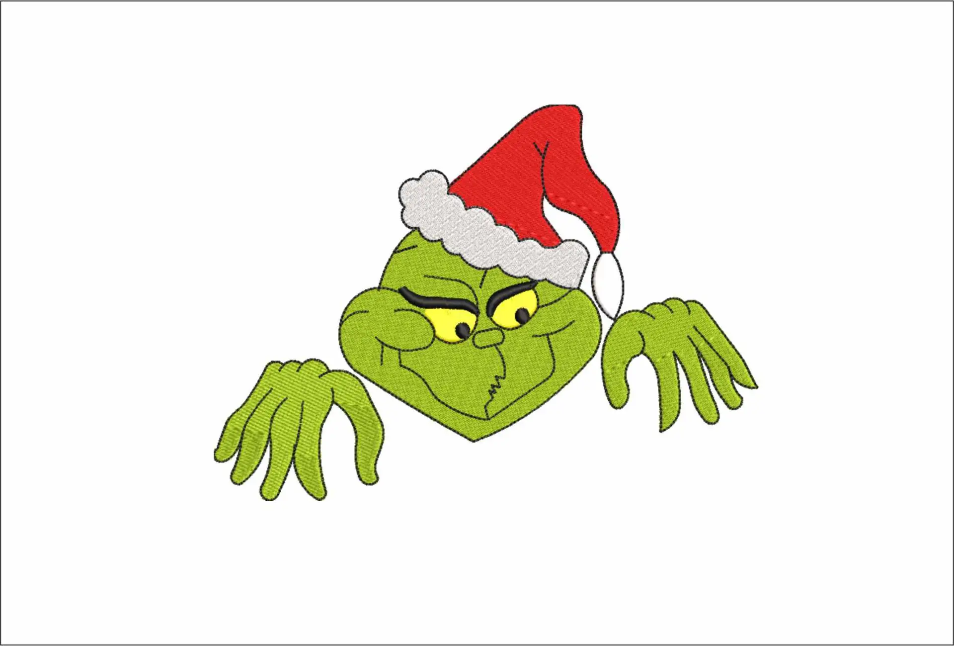 Grinch Head Santa Hat - Xmas embroidery design file - instant download in a frame