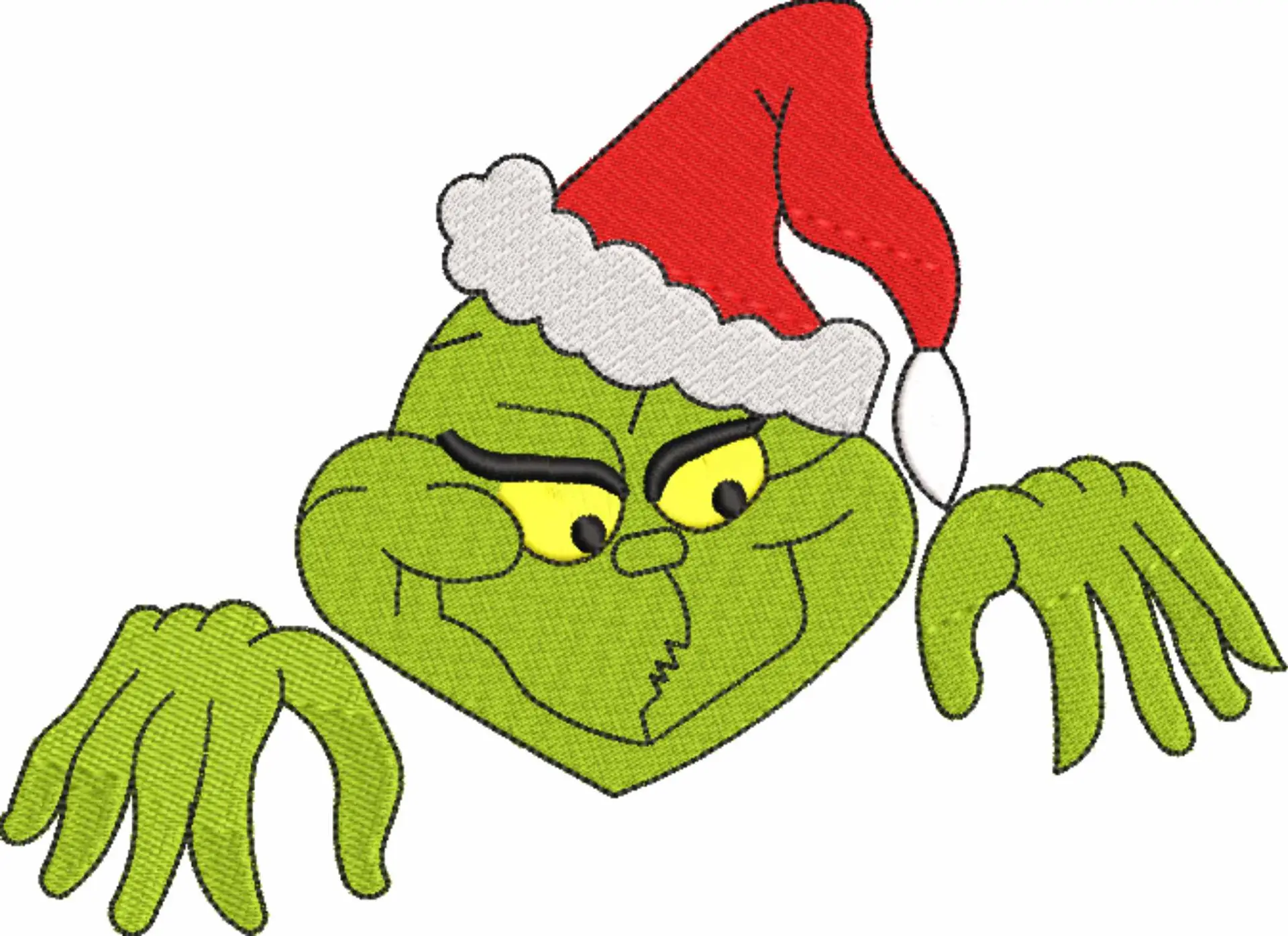 Grinch Head Santa Hat - Xmas embroidery design file - instant download in a frame — view 4