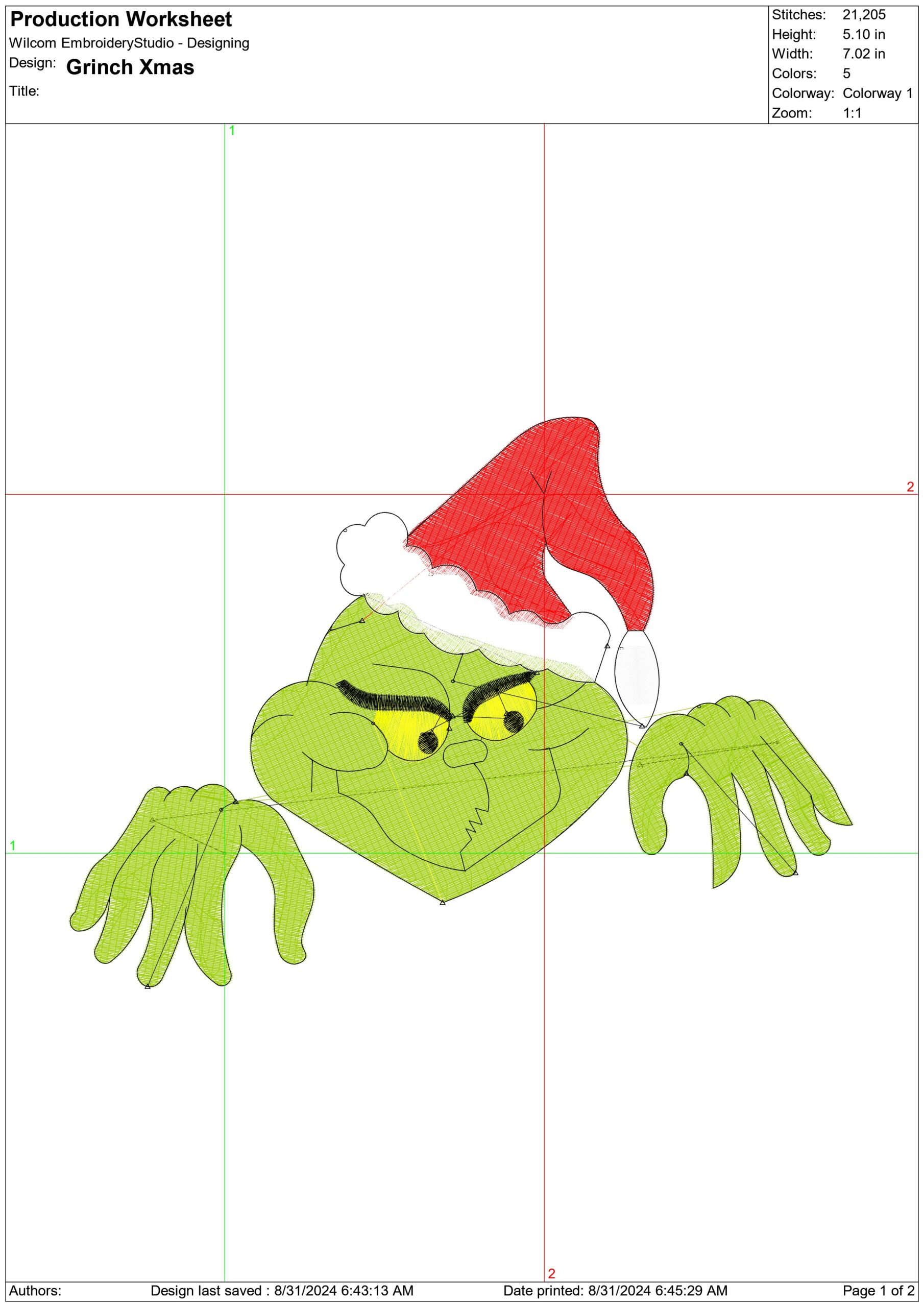 Grinch Head Santa Hat - Xmas embroidery design file - instant download in a frame — view 2