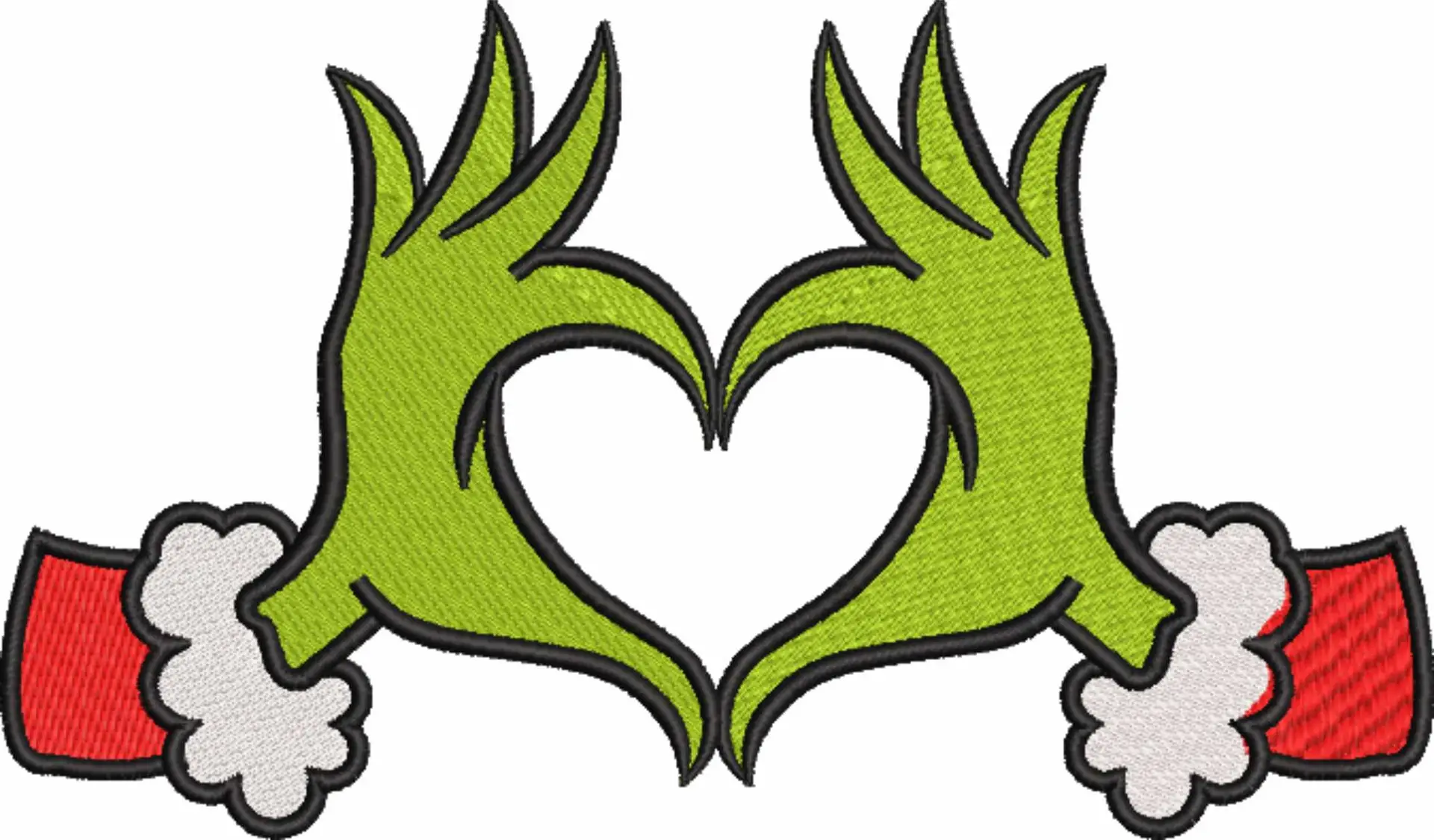 Grinch Head Love Hands - Xmas embroidery design file - instant download in a frame — view 4