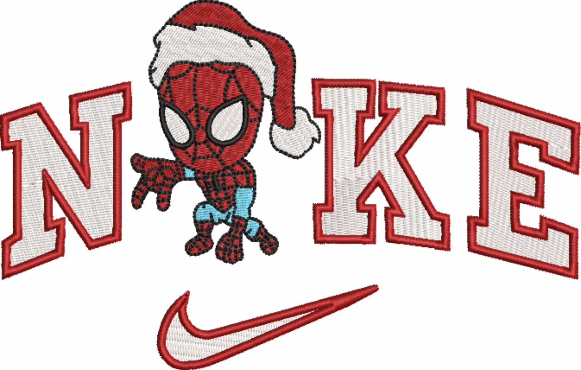 Nike Swoosh Spiderman - Xmas embroidery design file - instant download in a frame — view 4