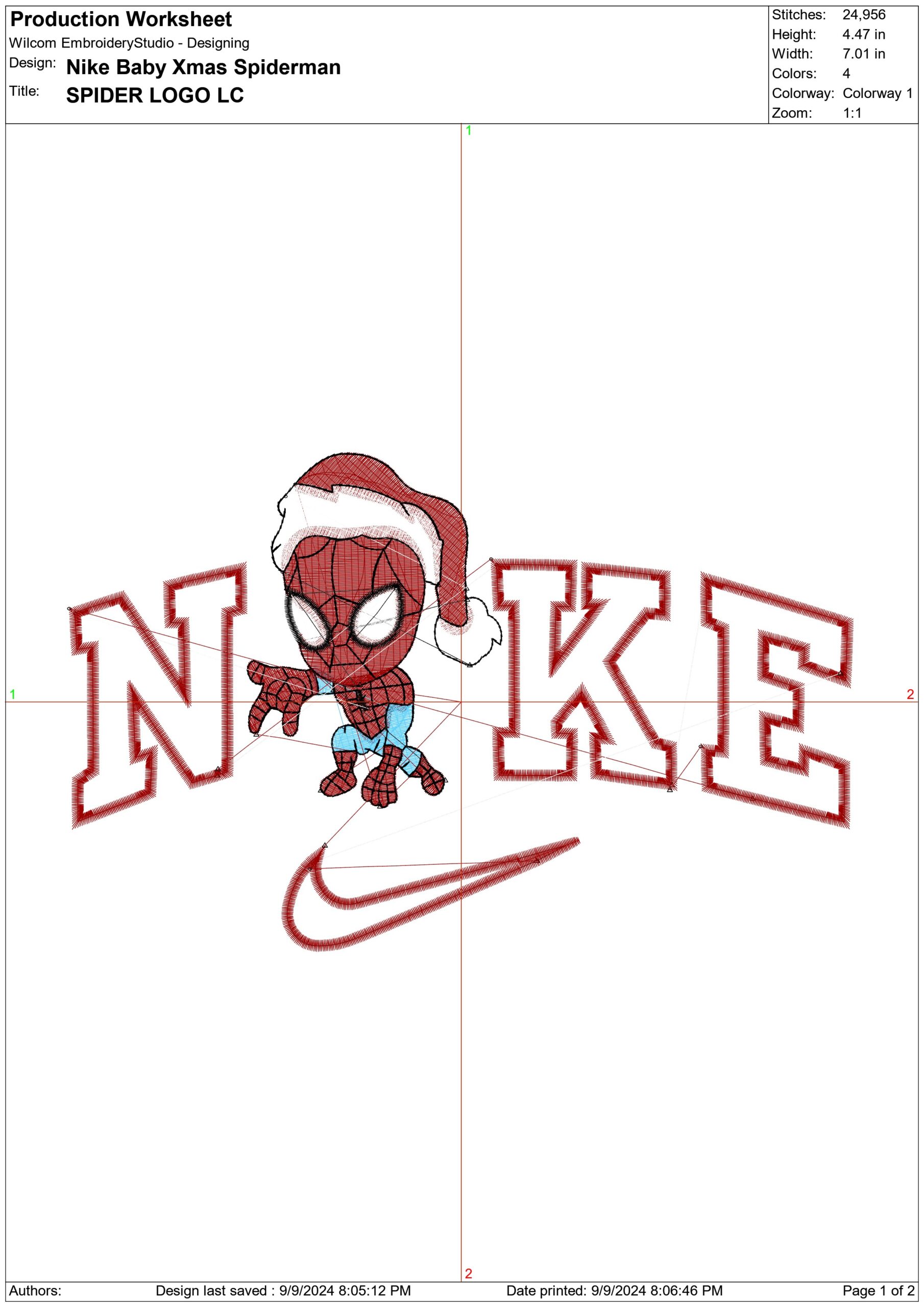 Nike Swoosh Spiderman - Xmas embroidery design file - instant download in a frame — view 3