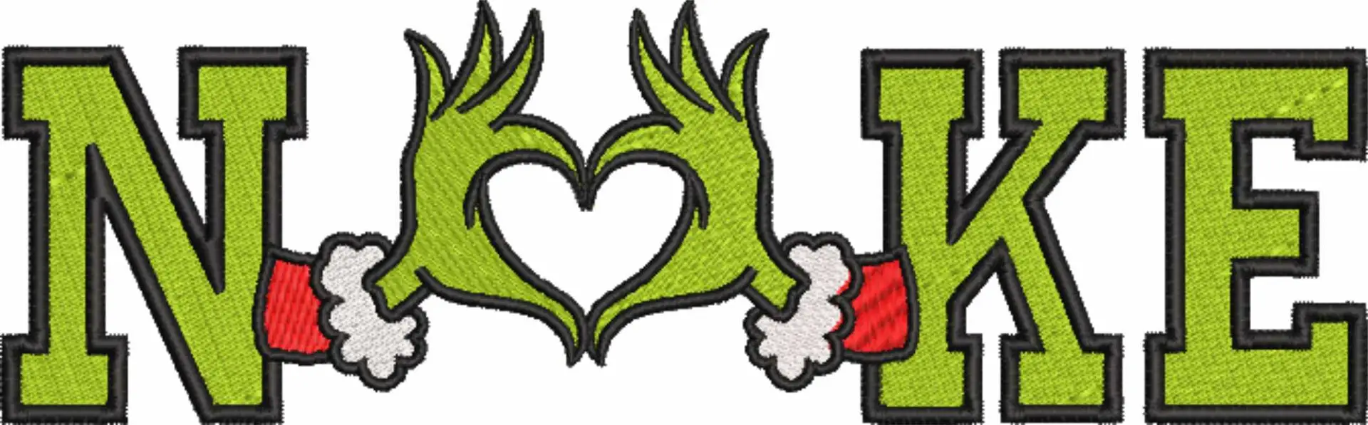 Nike Swoosh Grinch Love Hands - Xmas embroidery design file - instant download in a frame — view 4