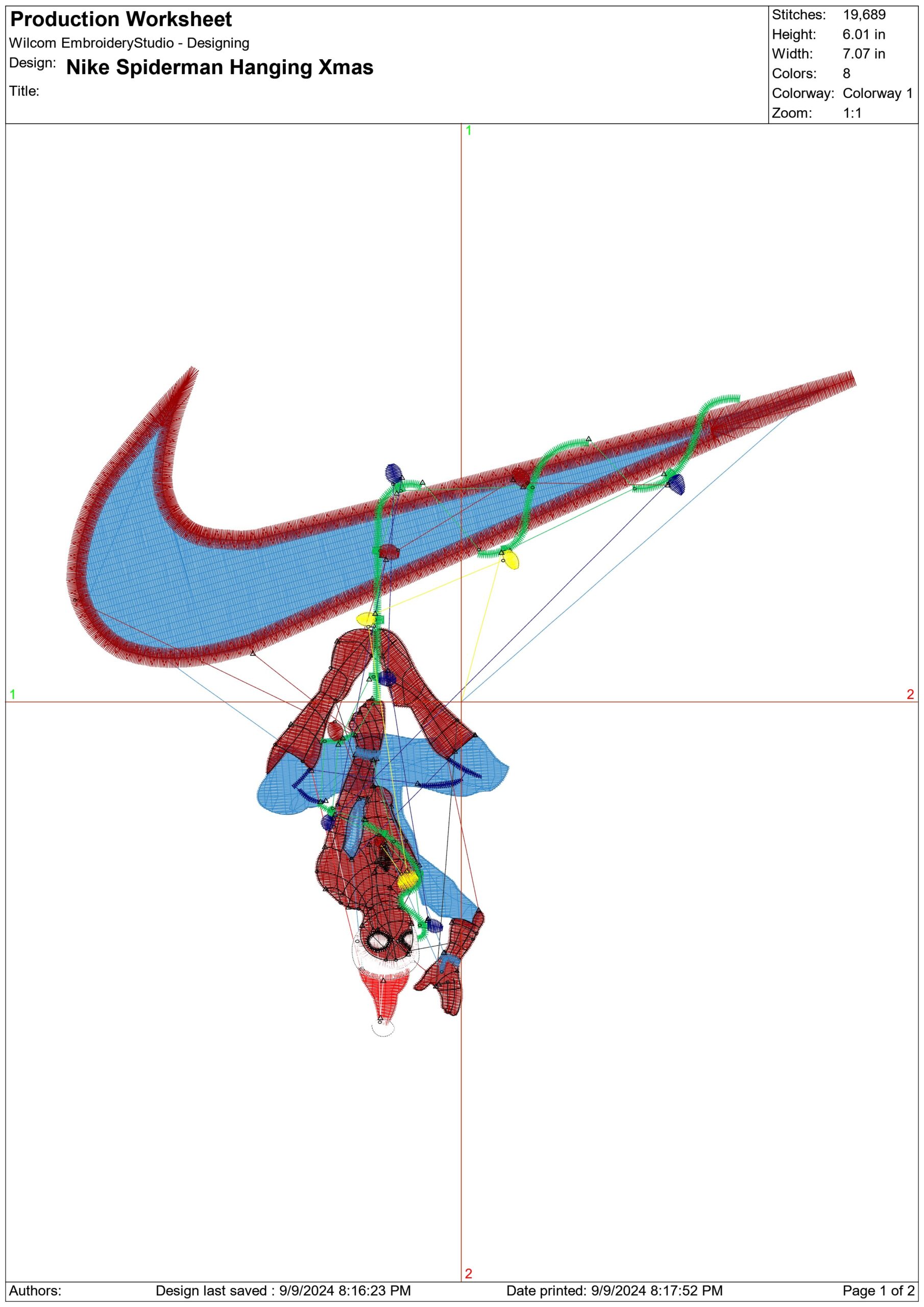 Nike Swoosh Spiderman Christmas Lights Hanging - Xmas embroidery design file - instant download in a frame — view 2
