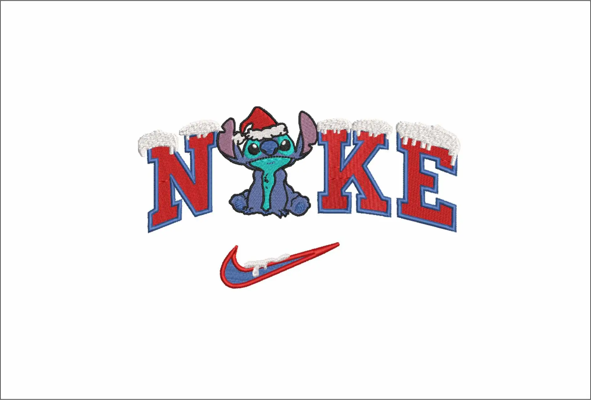 Nike Swoosh Stitch Christmas Hat - Xmas embroidery design file - instant download in a frame