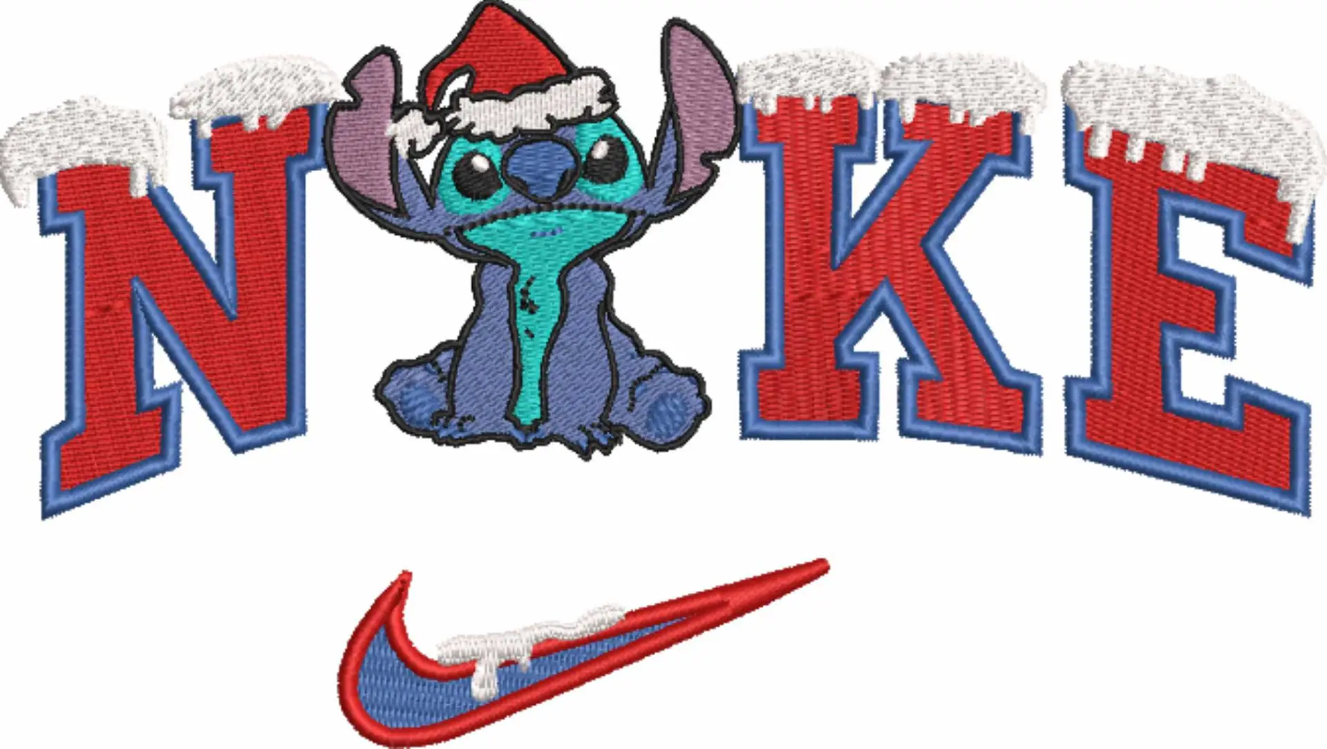 Nike Swoosh Stitch Christmas Hat - Xmas embroidery design file - instant download in a frame — view 4