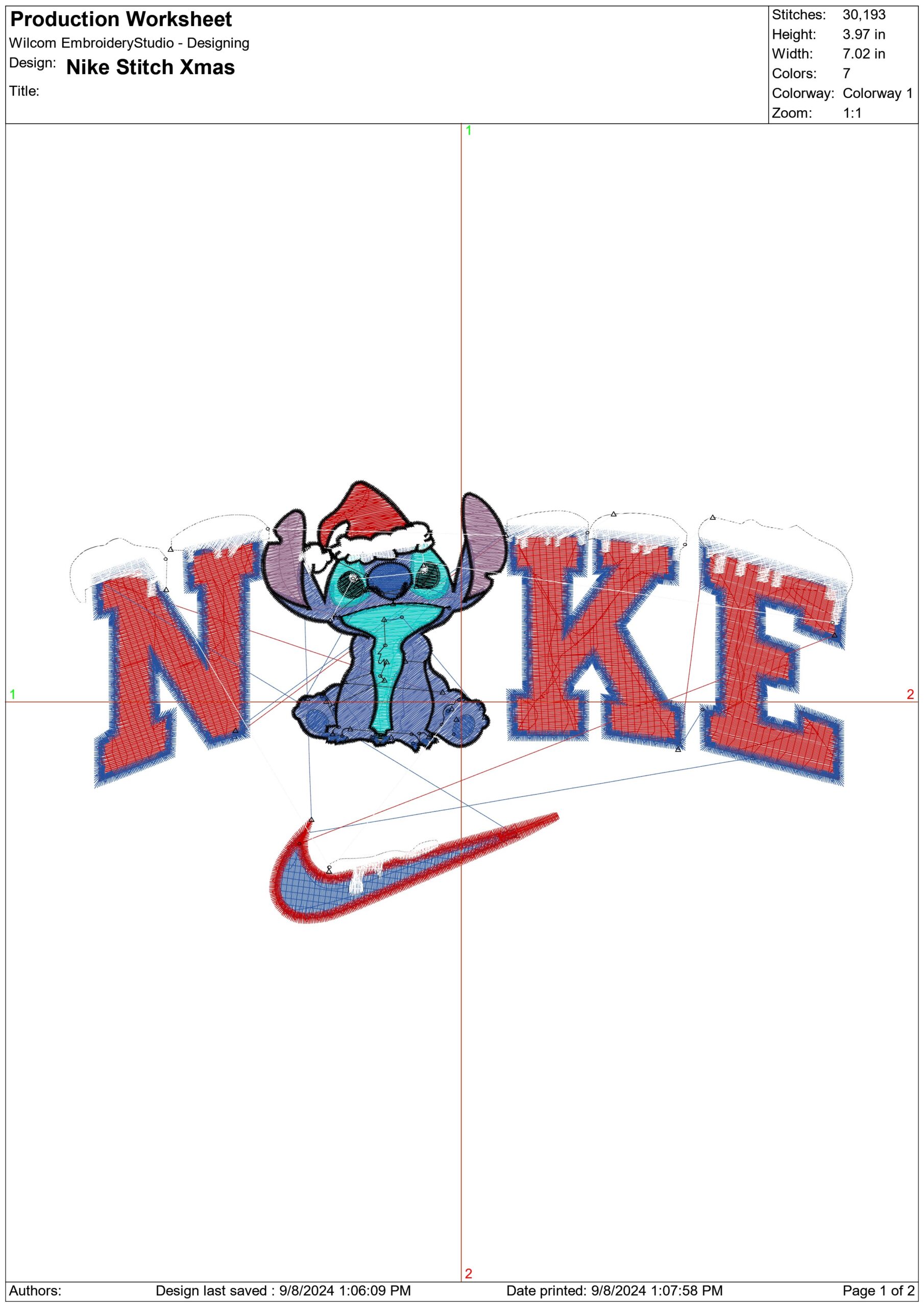 Nike Swoosh Stitch Christmas Hat - Xmas embroidery design file - instant download in a frame — view 2