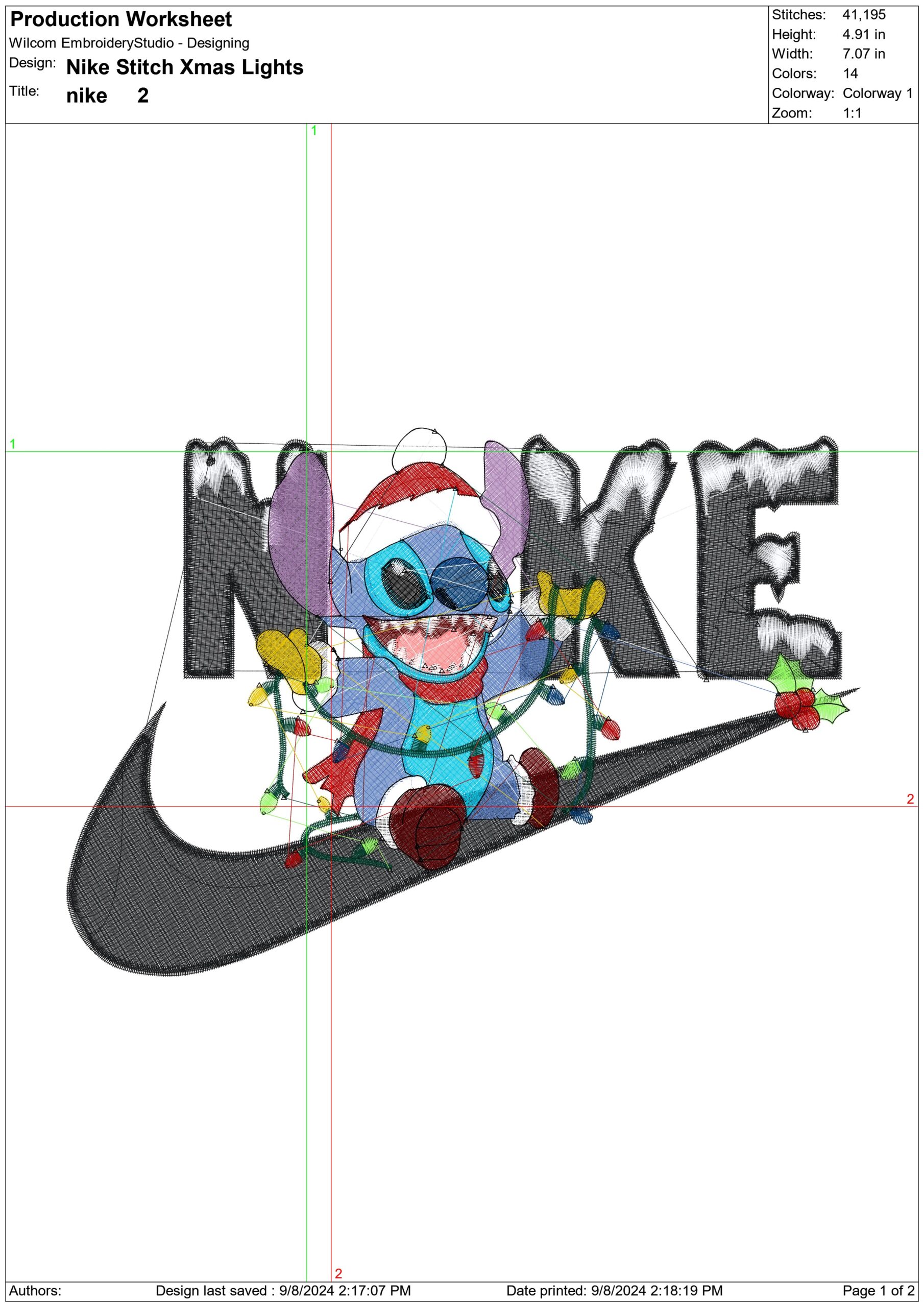 Nike Swoosh Stitch Christmas lights - Xmas embroidery design file - instant download in a frame — view 2