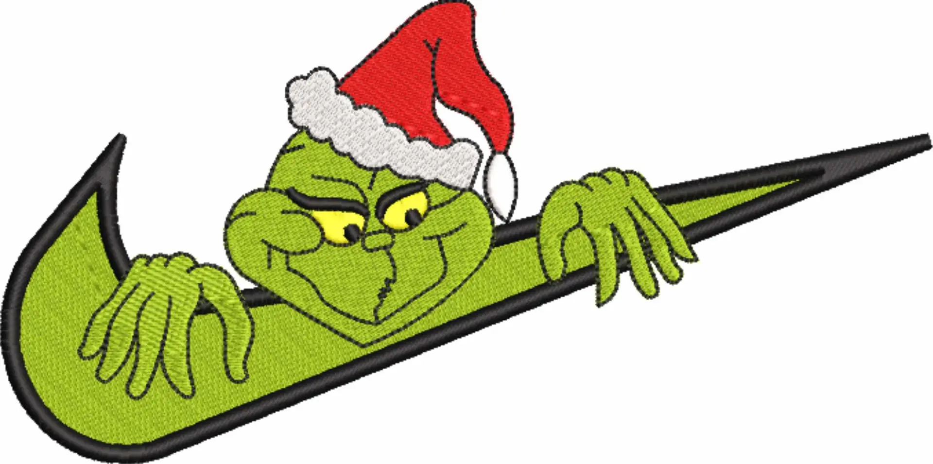 Nike Swoosh Grinch Christmas Hat - Xmas embroidery design file - instant download in a frame — view 3