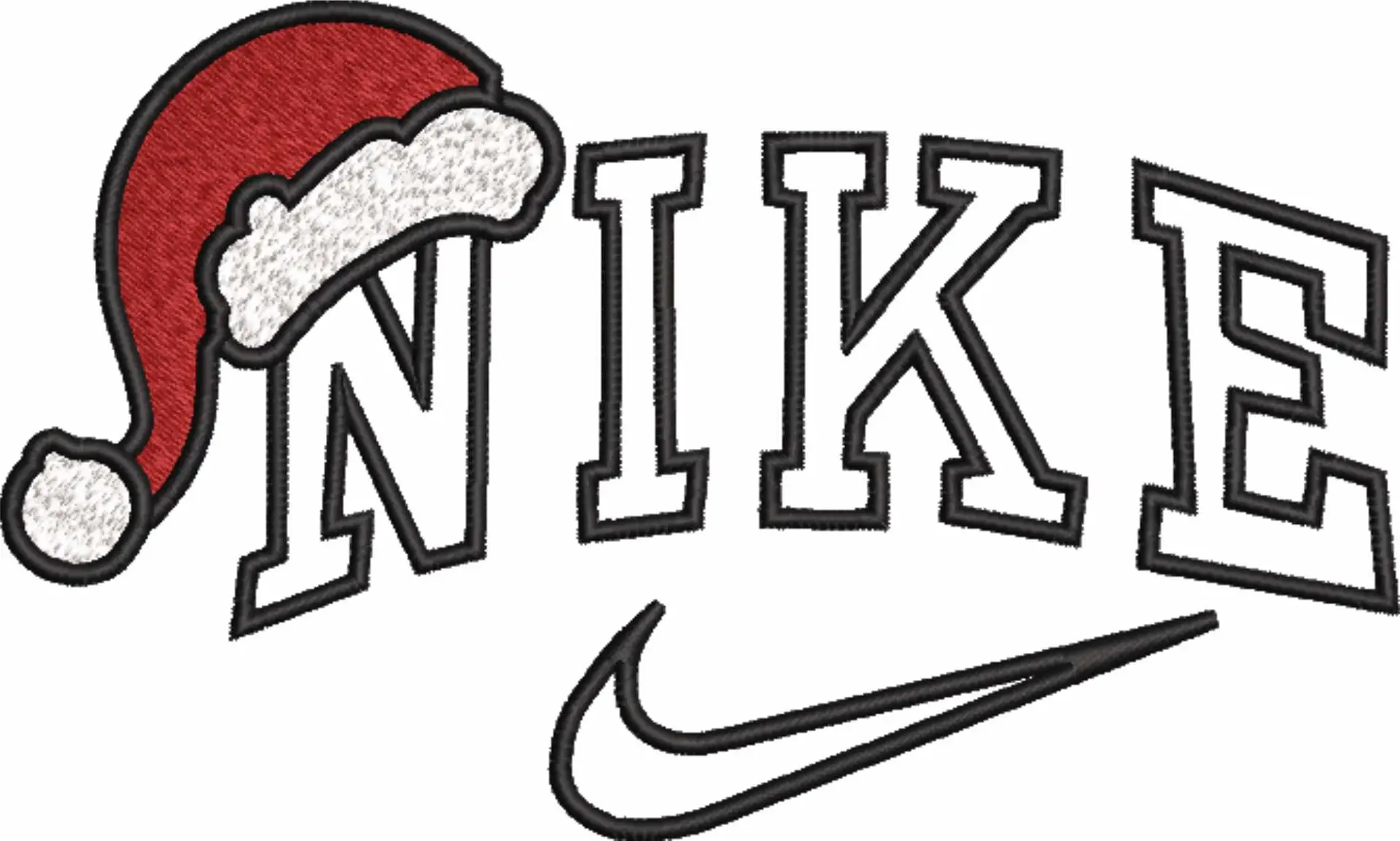 Nike Swoosh Christmas Hat - Xmas embroidery design file - instant download in a frame — view 4