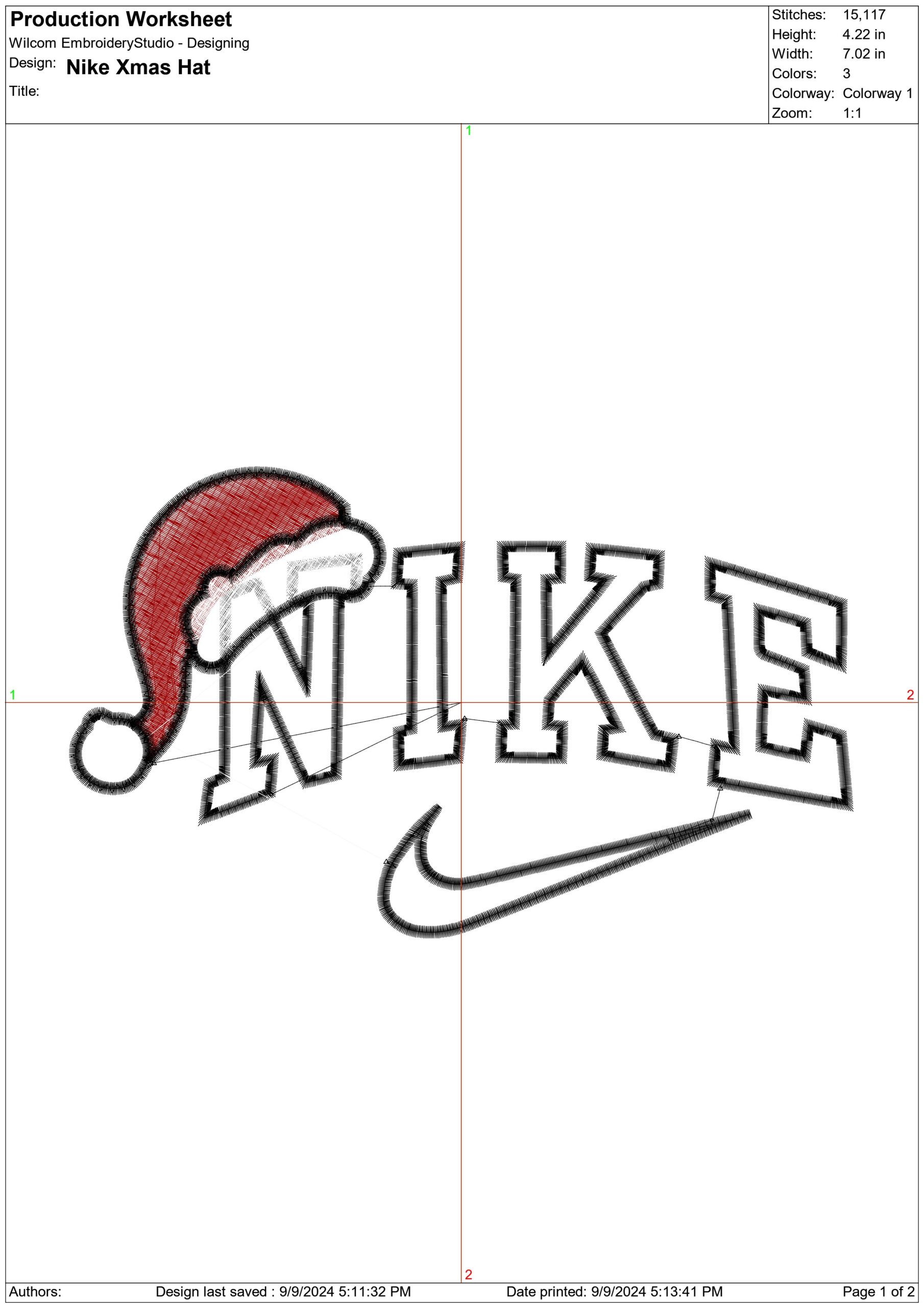 Nike Swoosh Christmas Hat - Xmas embroidery design file - instant download in a frame — view 2