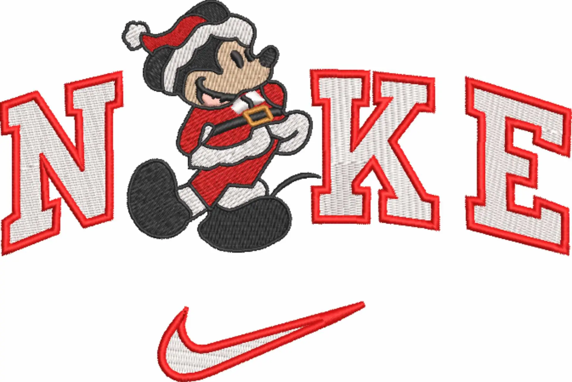 Nike Swoosh Mickey Mouse - Xmas embroidery design file - instant download in a frame — view 4