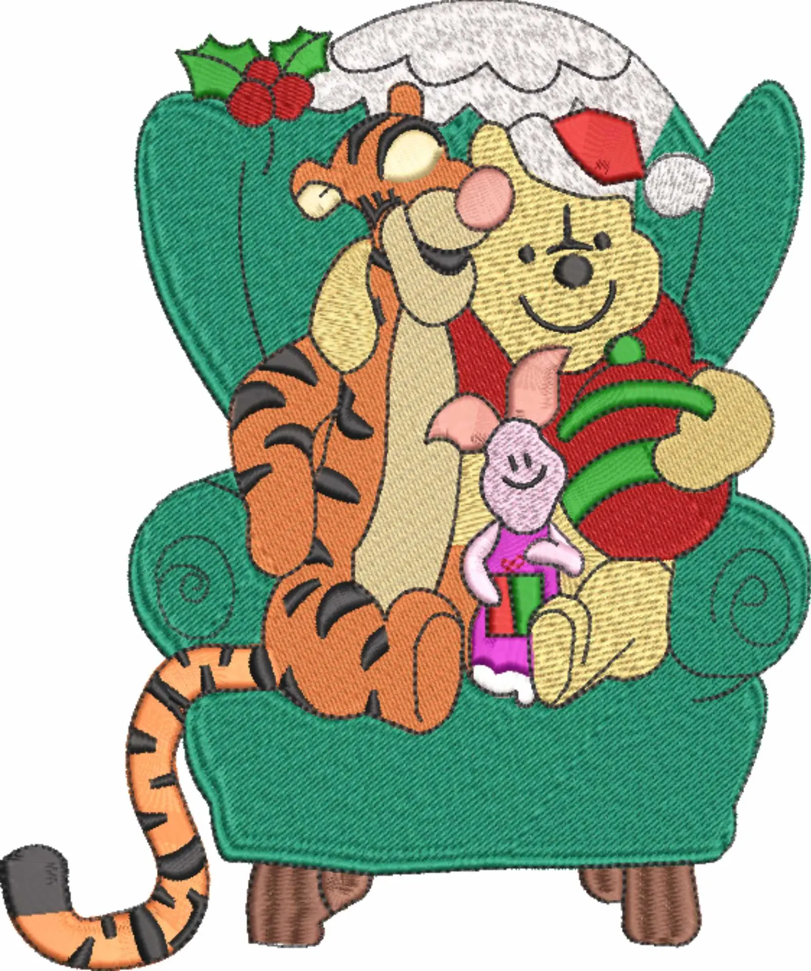 Nike Swoosh Christmas Seat Pooh and Tigger  - Xmas embroidery design file - instant download in a frame — view 4
