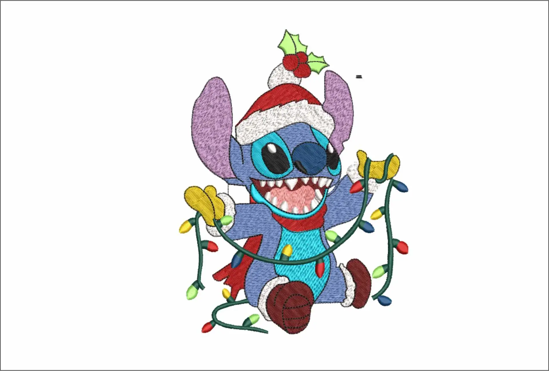 Cristmas Lights Stitch  - Xmas embroidery design file - instant download in a frame