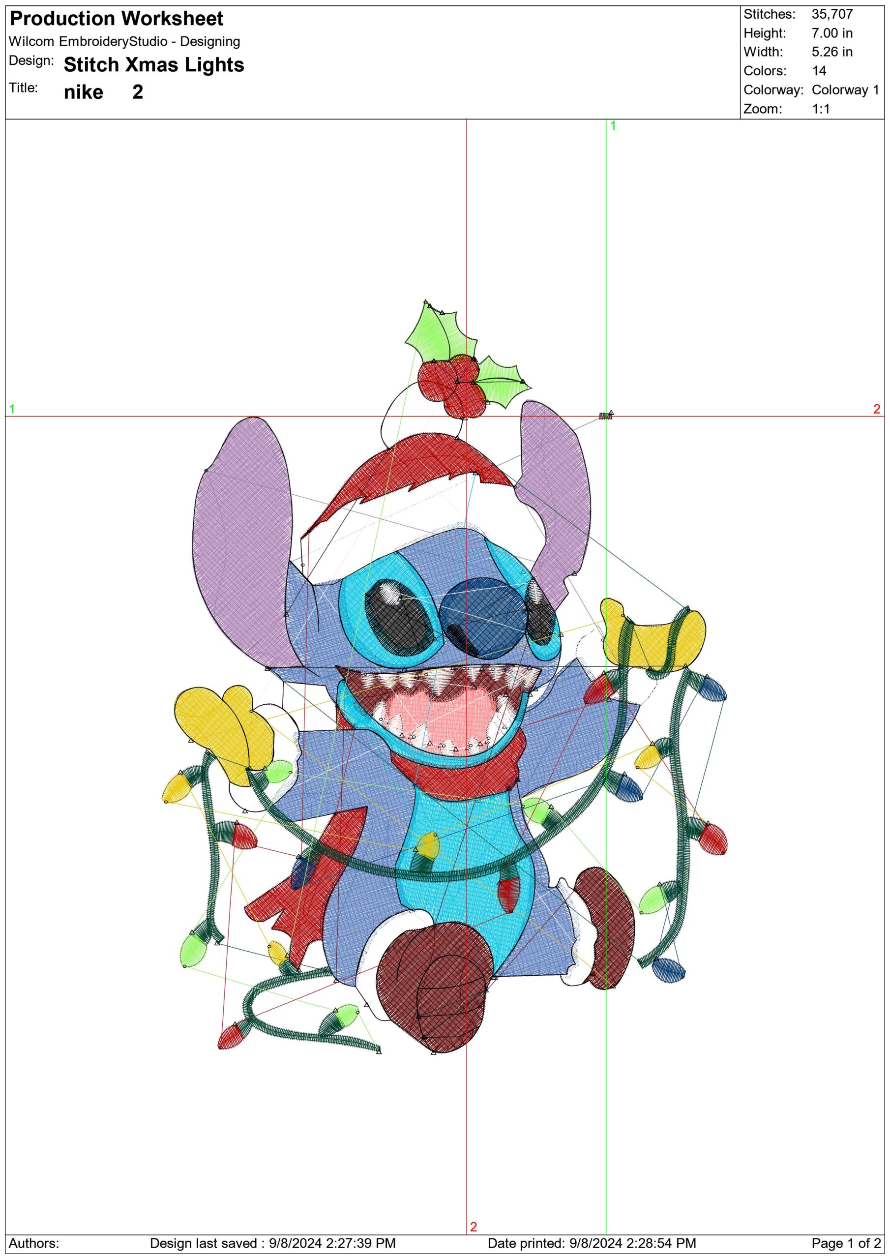 Cristmas Lights Stitch  - Xmas embroidery design file - instant download in a frame — view 2