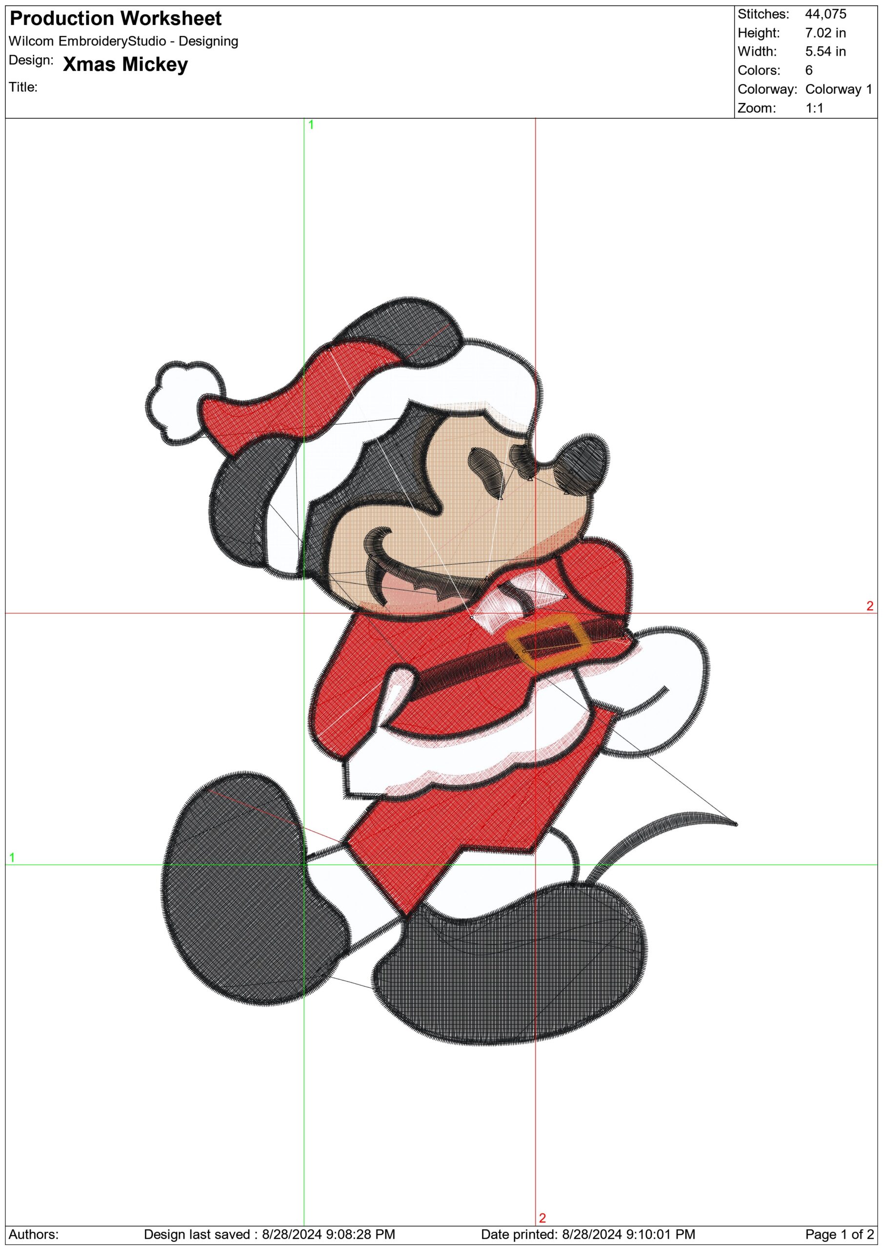 Christmas Mickey Mouse Santa  - Xmas embroidery design file - instant download in a frame — view 4