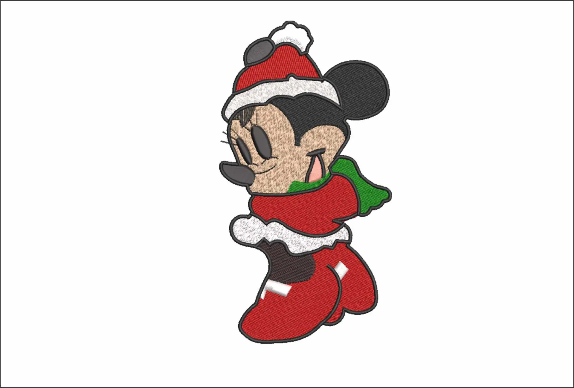Christmas Minnie Mouse Santa  - Xmas embroidery design file - instant download in a frame