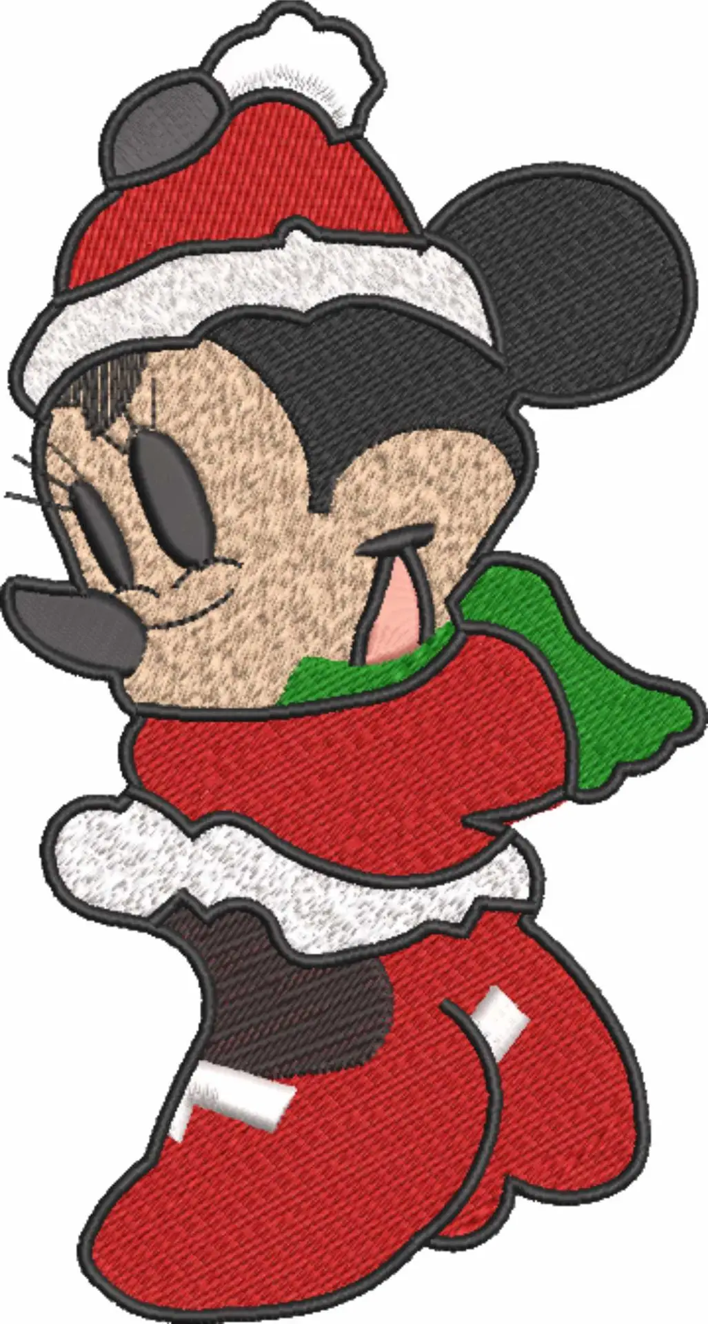 Christmas Minnie Mouse Santa  - Xmas embroidery design file - instant download in a frame — view 2