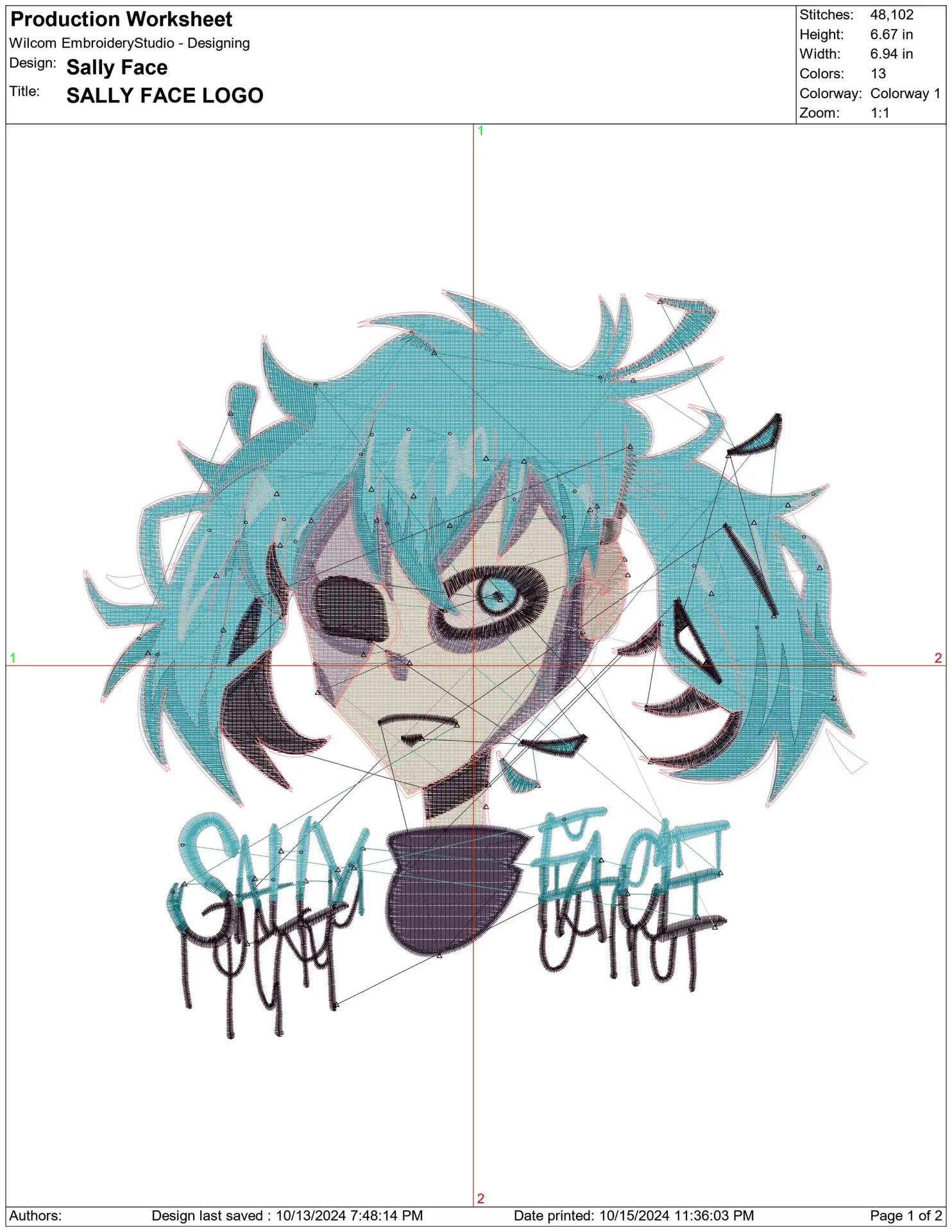Sally Face - Anime embroidery design - embroidery file - instant download — view 2
