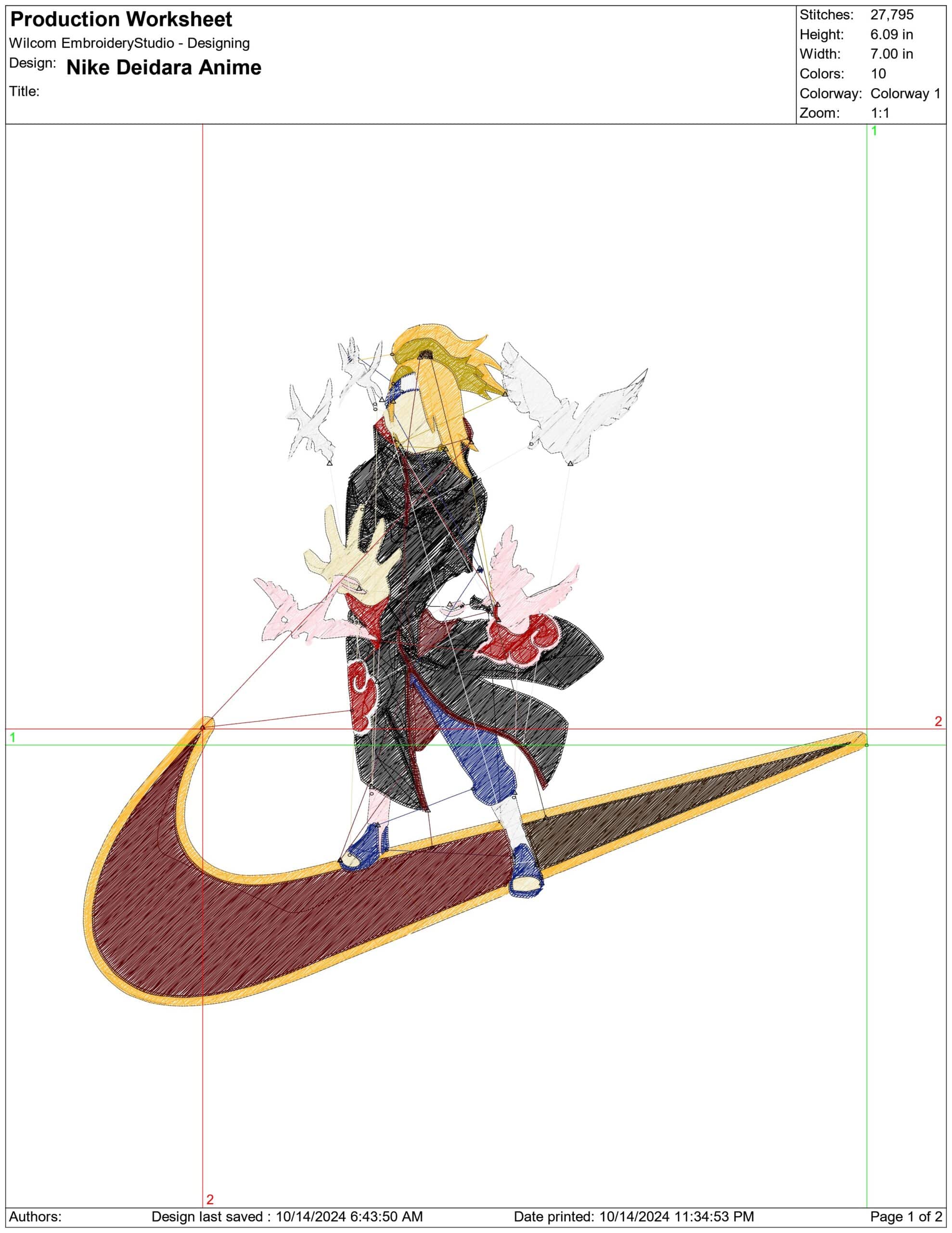 Nike Swoosh Deidara - Anime embroidery design - embroidery file - instant download — view 2