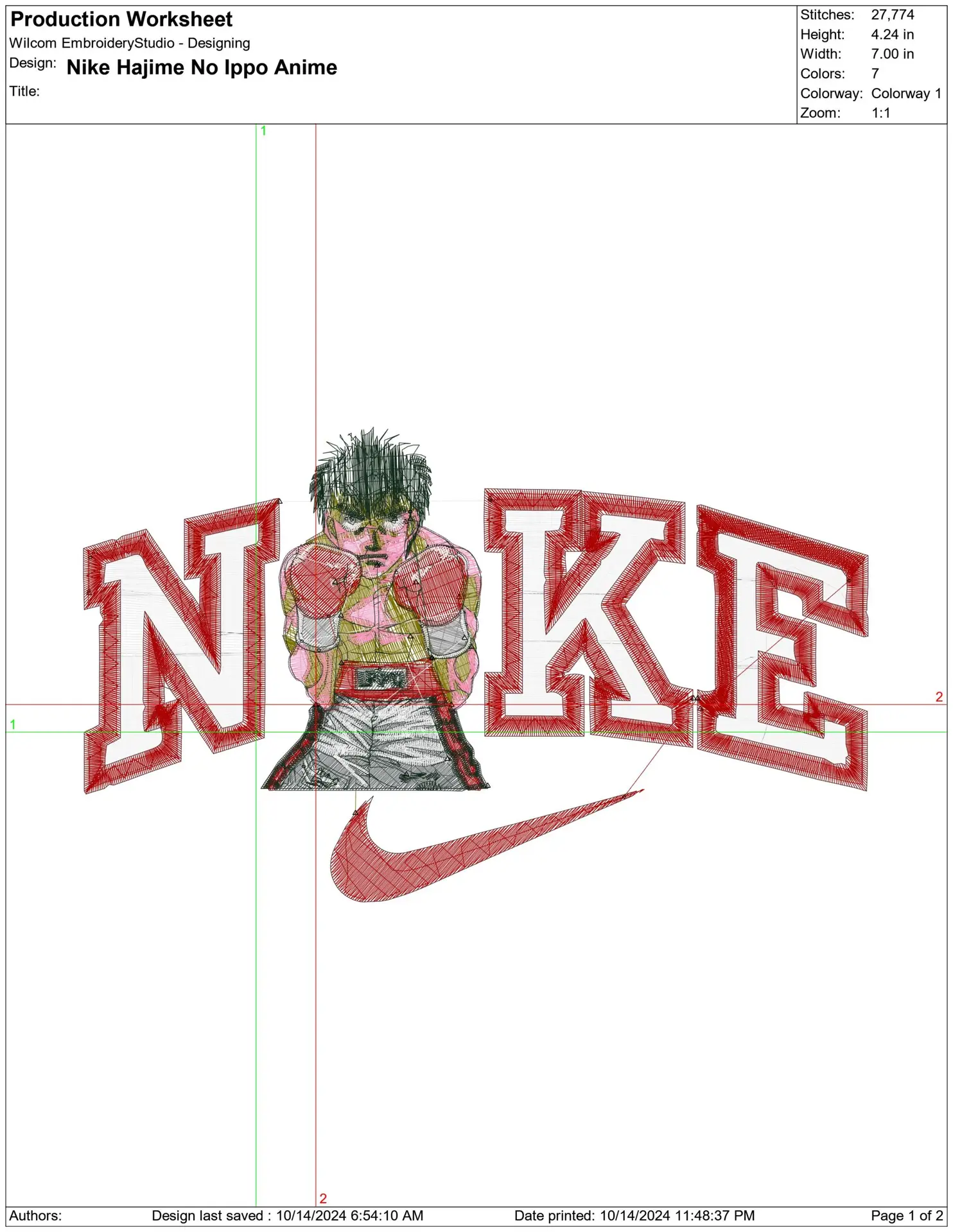 Nike Swoosh Hajime No Ippo - Anime embroidery design - embroidery file - instant download — view 2
