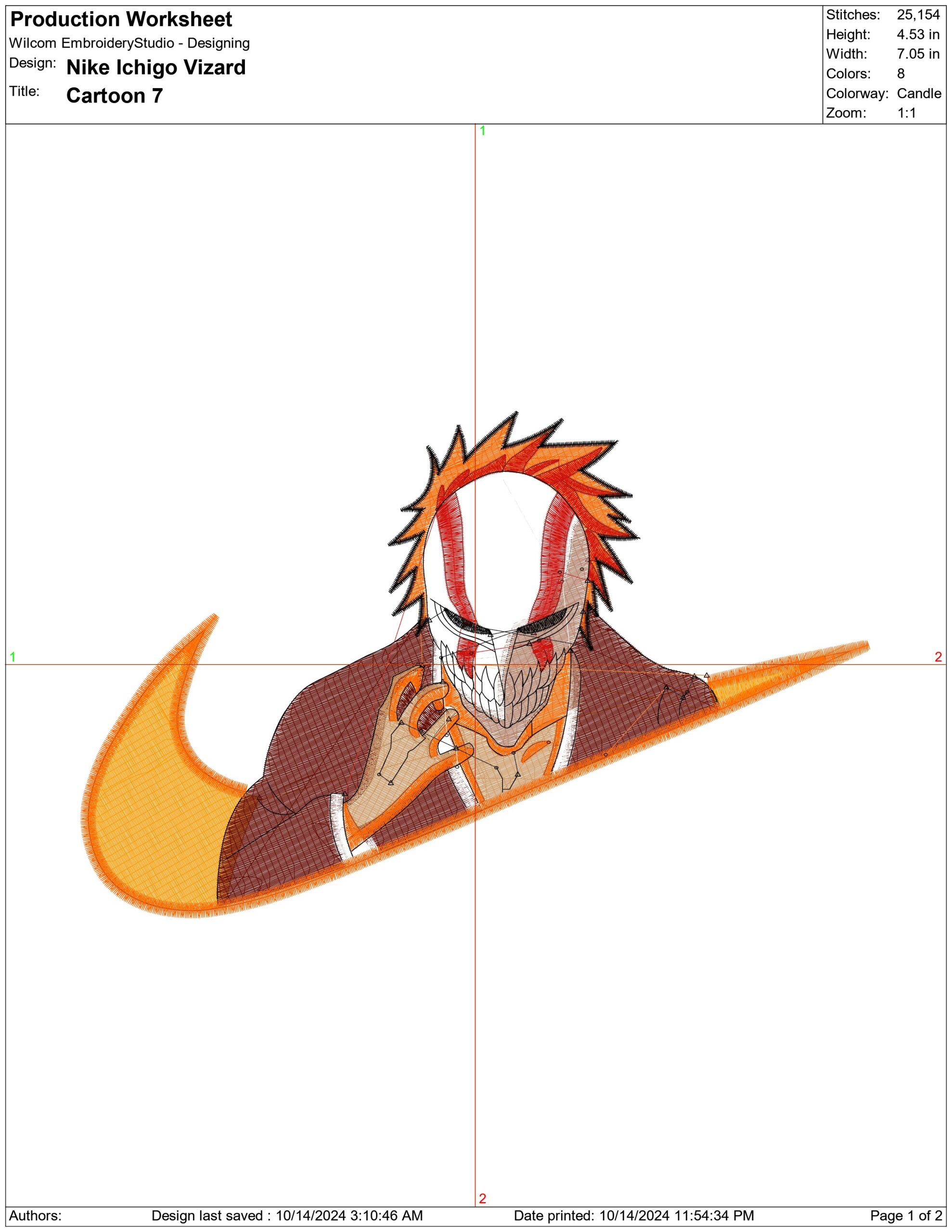 Nike Swoosh Ichigo Vizard - Anime embroidery design - embroidery file - instant download — view 2