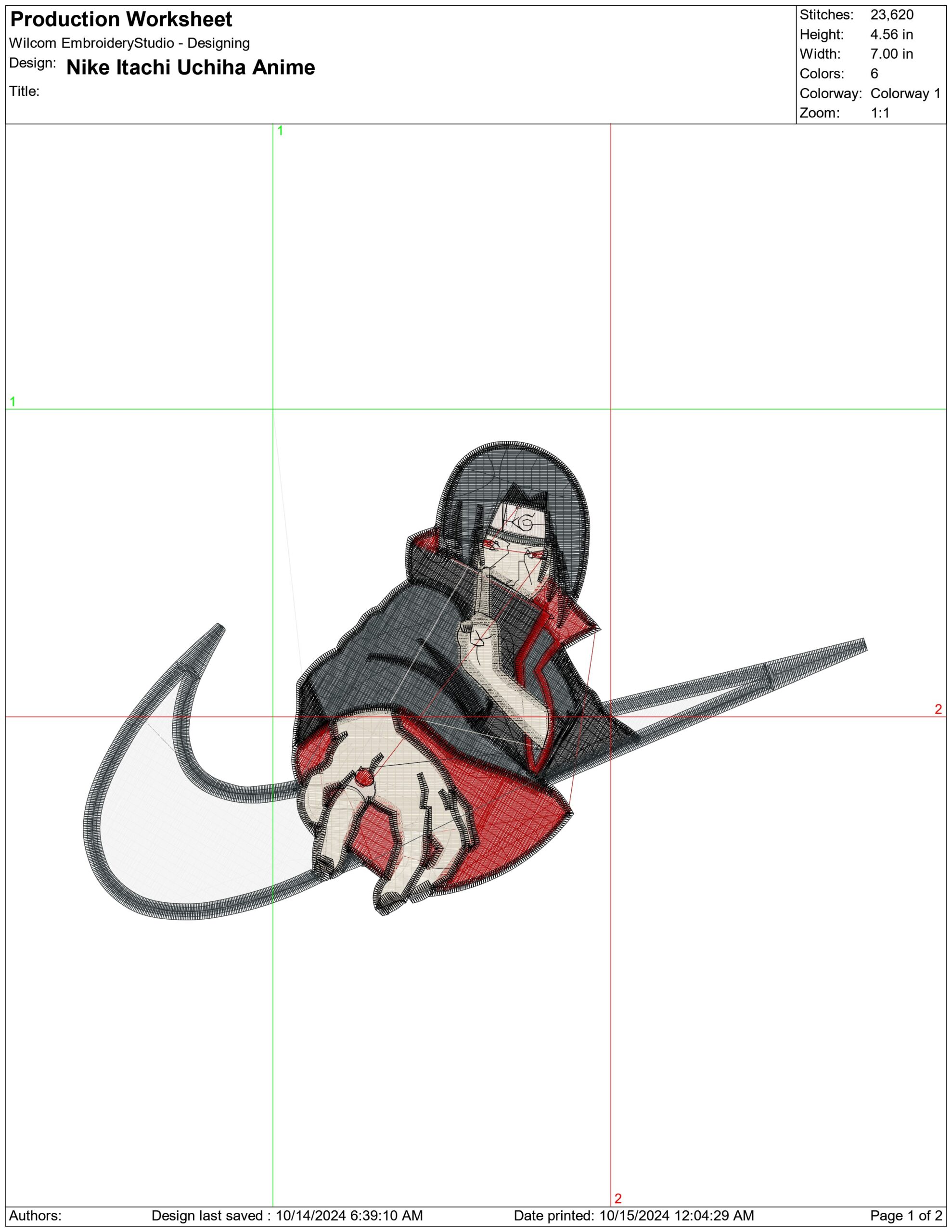 Nike Swoosh Itachi Uchiha - Anime embroidery design - embroidery file - instant download — view 2