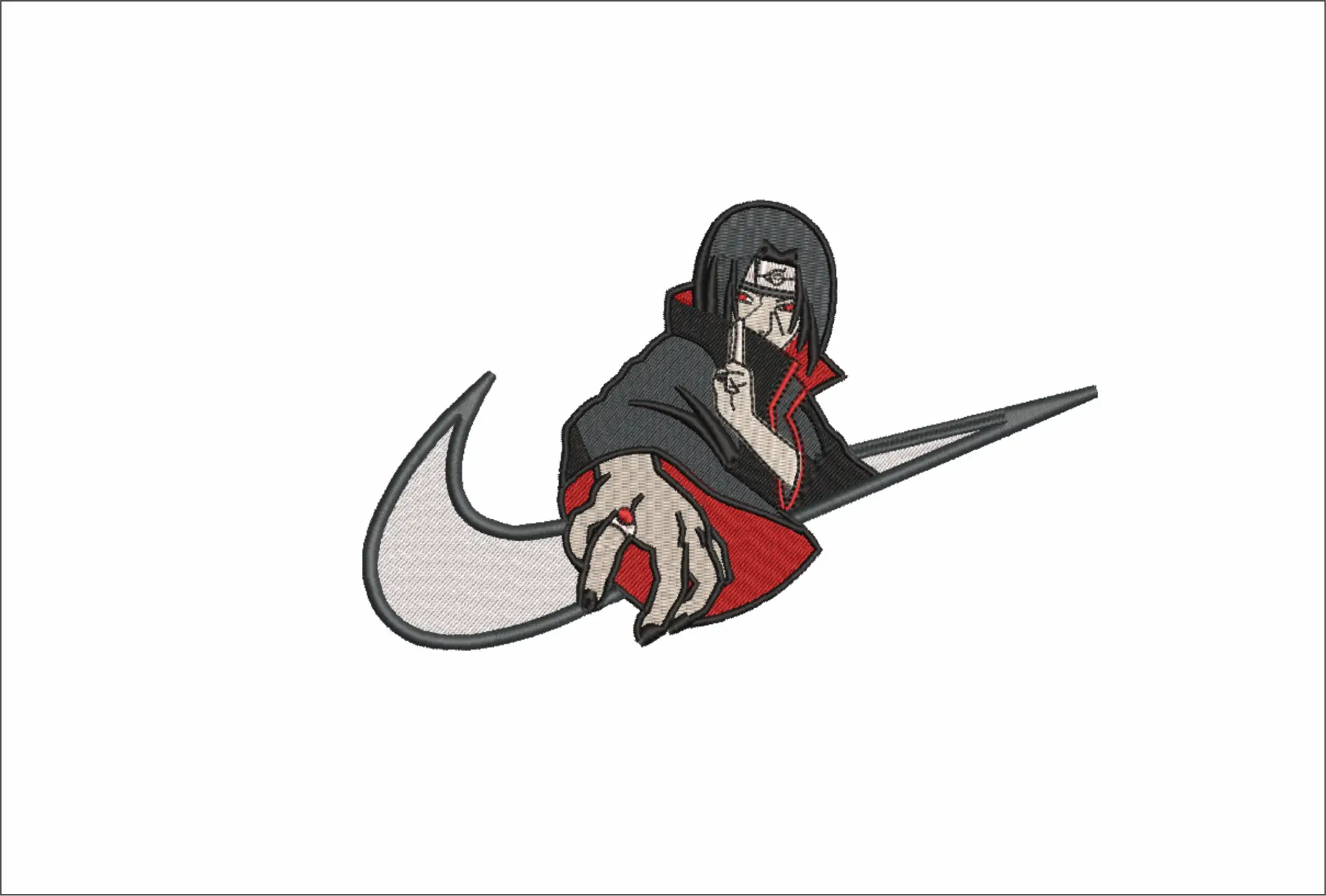 Nike Swoosh Itachi Uchiha - Anime embroidery design - embroidery file - instant download