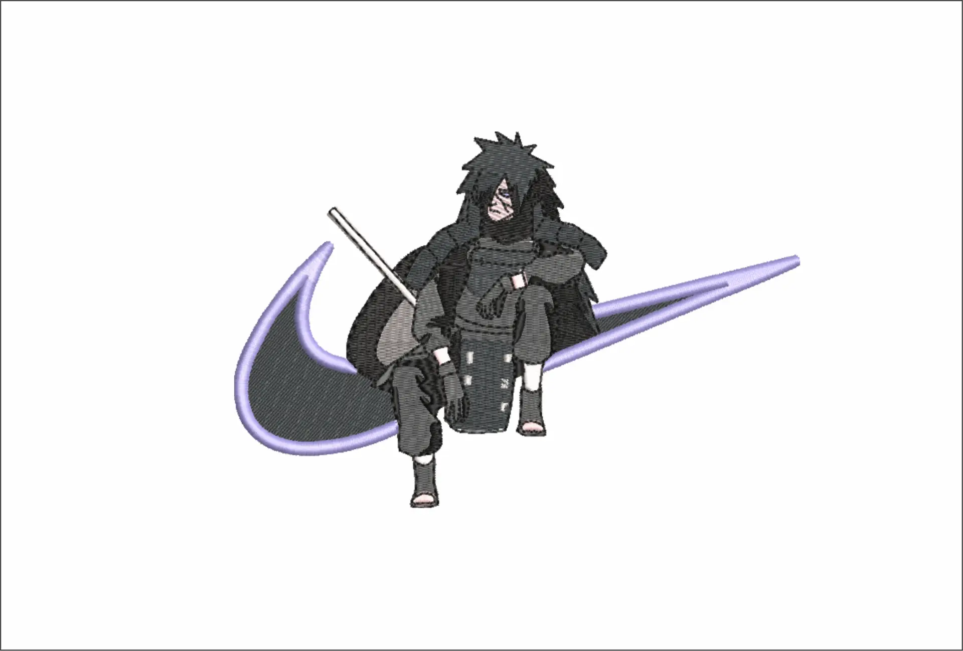 Nike Swoosh Madara Uchiha - Anime embroidery design - embroidery file - instant download