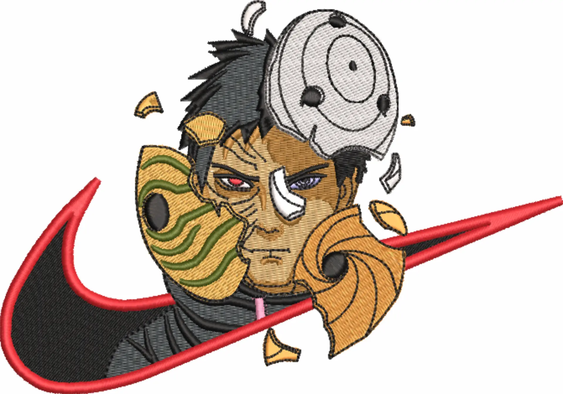 Nike Swoosh Obito Uchiha - Anime embroidery design - embroidery file - instant download — view 4