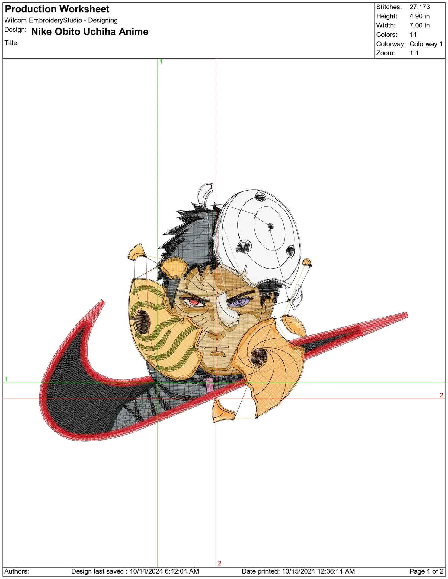 Nike Swoosh Obito Uchiha - Anime embroidery design - embroidery file - instant download — view 2