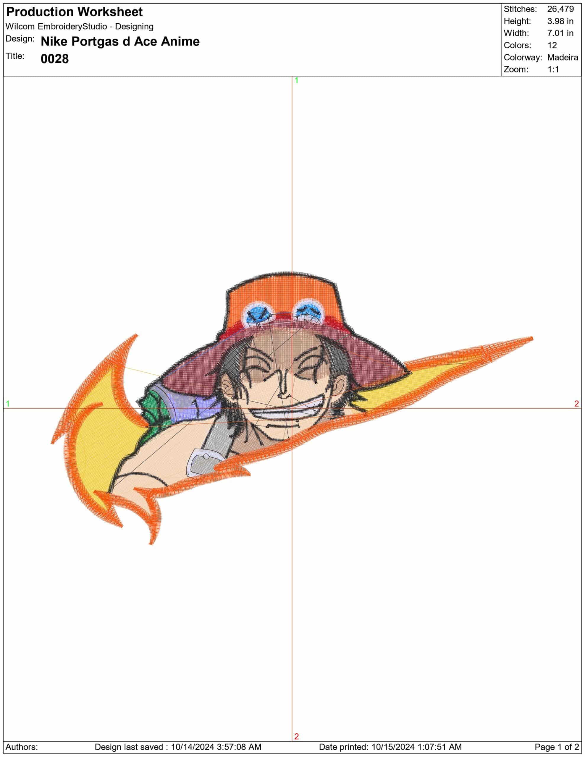 Nike Swoosh Portgas d Ace - Anime embroidery design - embroidery file - instant download — view 2