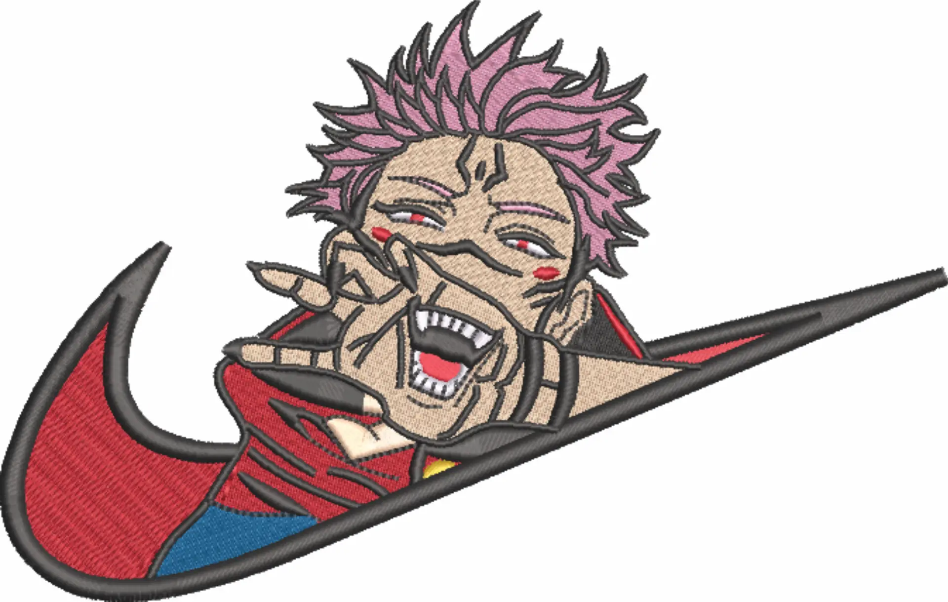 Nike Swoosh Sukuna - Anime embroidery design - embroidery file - instant download — view 4