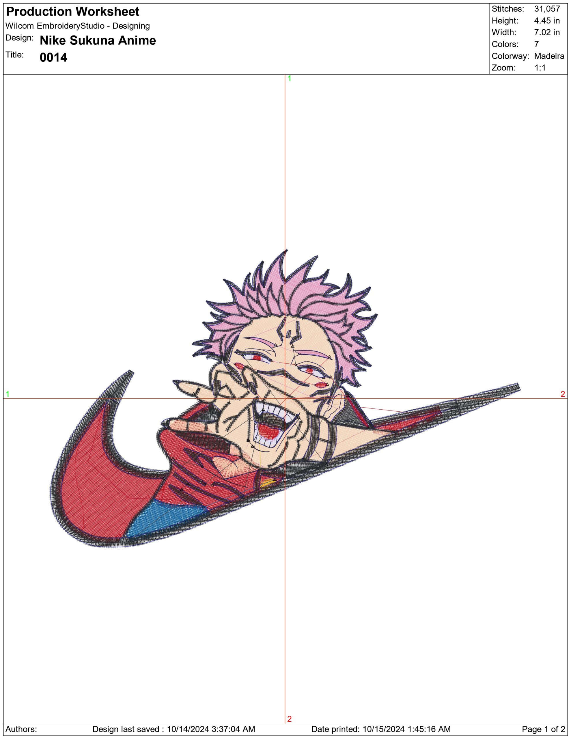 Nike Swoosh Sukuna - Anime embroidery design - embroidery file - instant download — view 2