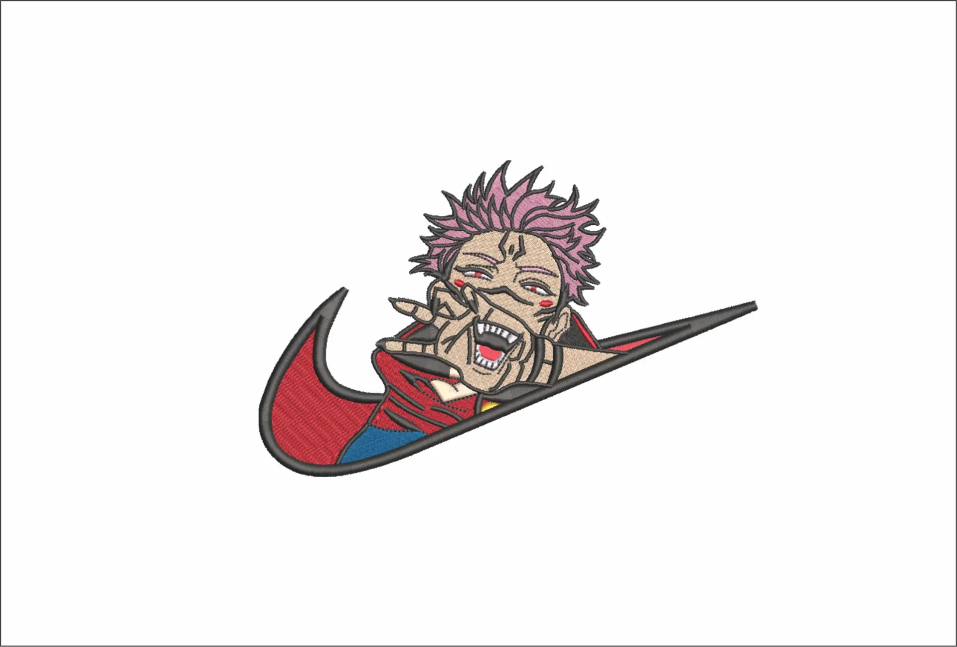 Nike Swoosh Sukuna - Anime embroidery design - embroidery file - instant download