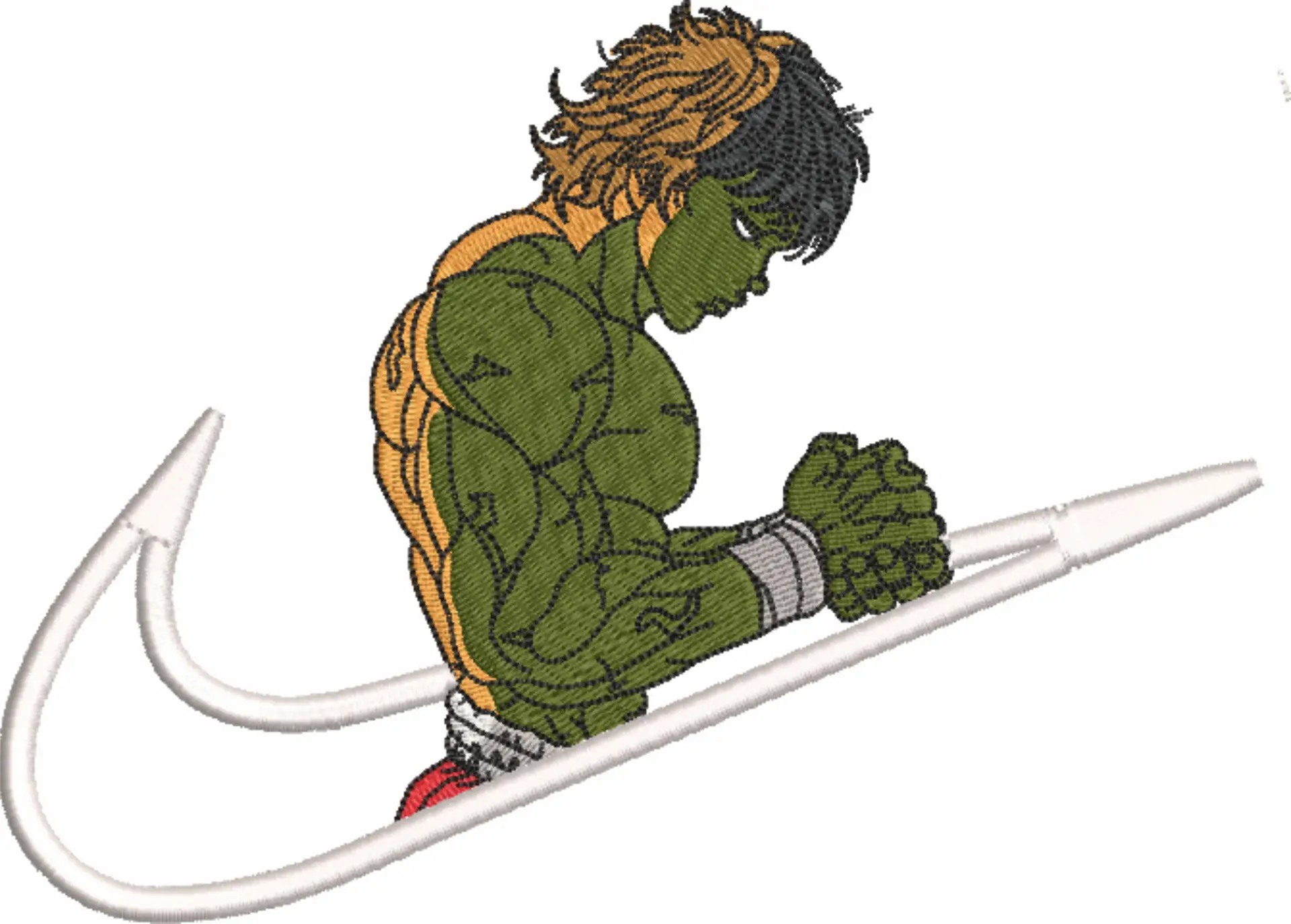 Nike Swoosh Young Hulk - Anime embroidery design - embroidery file - instant download — view 4