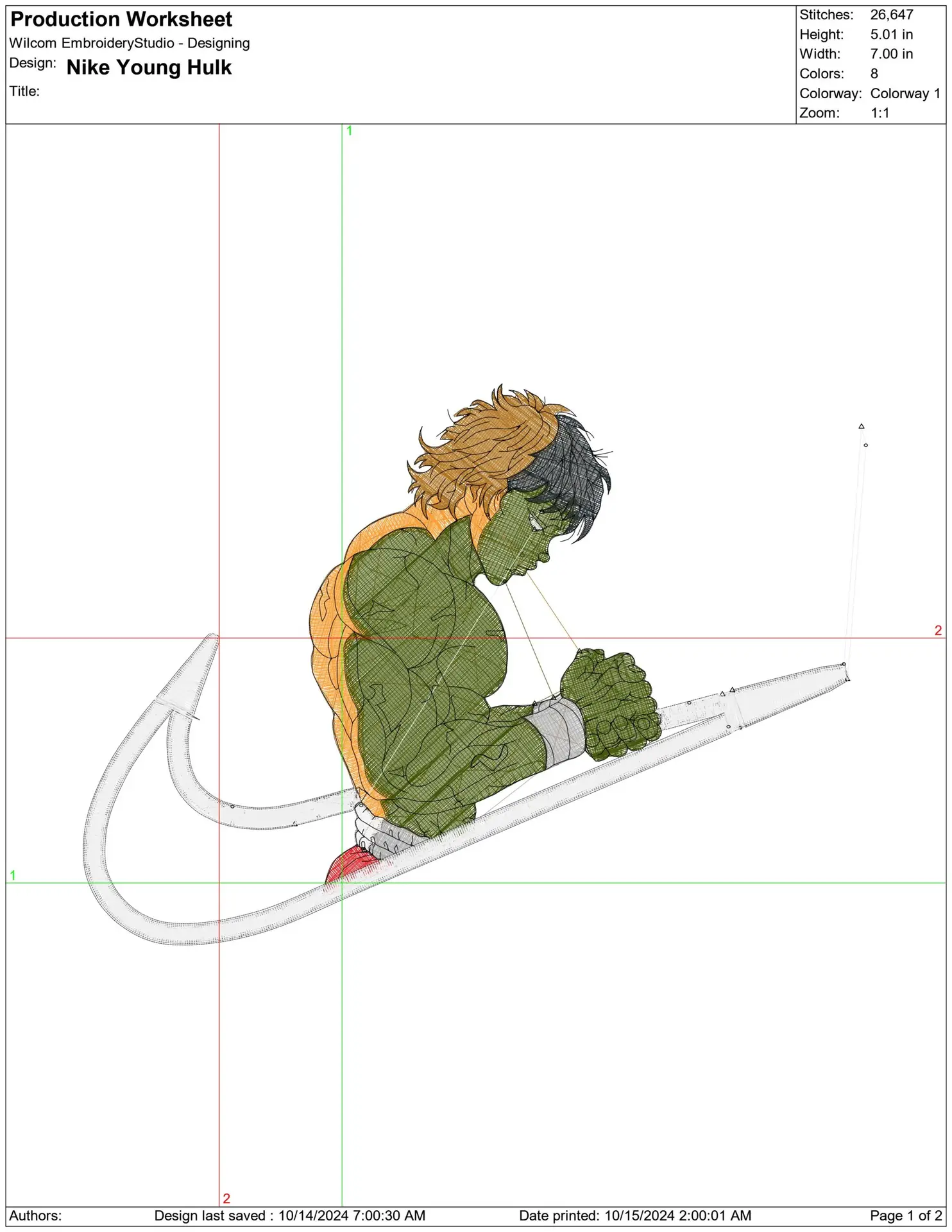 Nike Swoosh Young Hulk - Anime embroidery design - embroidery file - instant download — view 2
