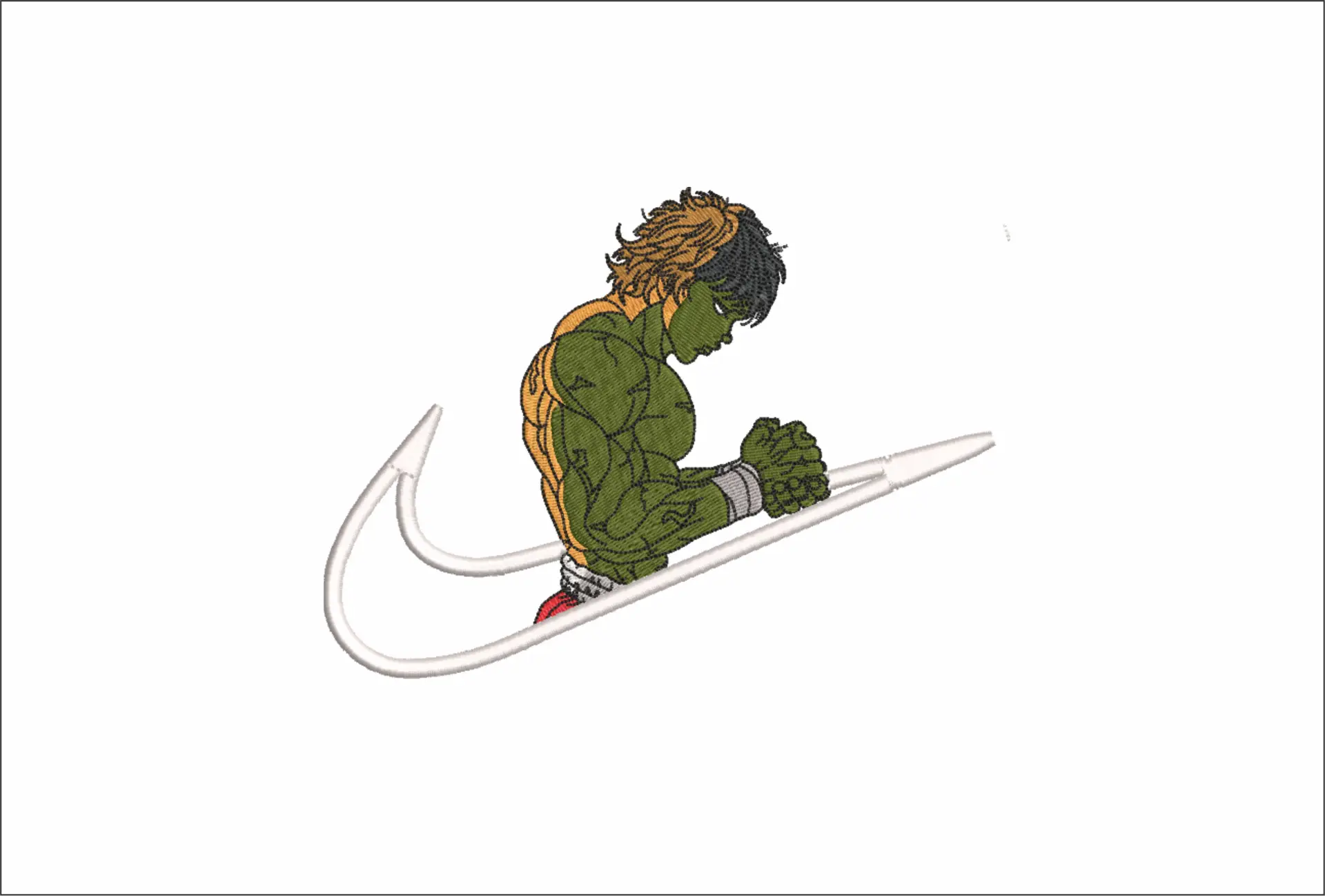 Nike Swoosh Young Hulk - Anime embroidery design - embroidery file - instant download