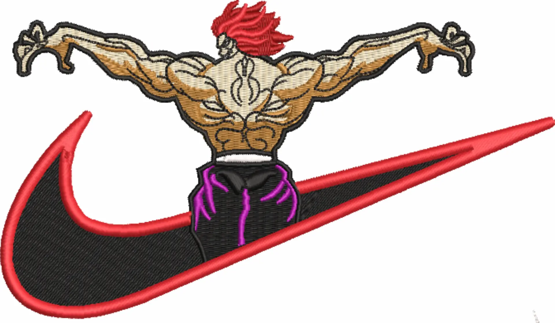 Nike Swoosh Yujiro Hanma - Anime embroidery design - embroidery file - instant download — view 4