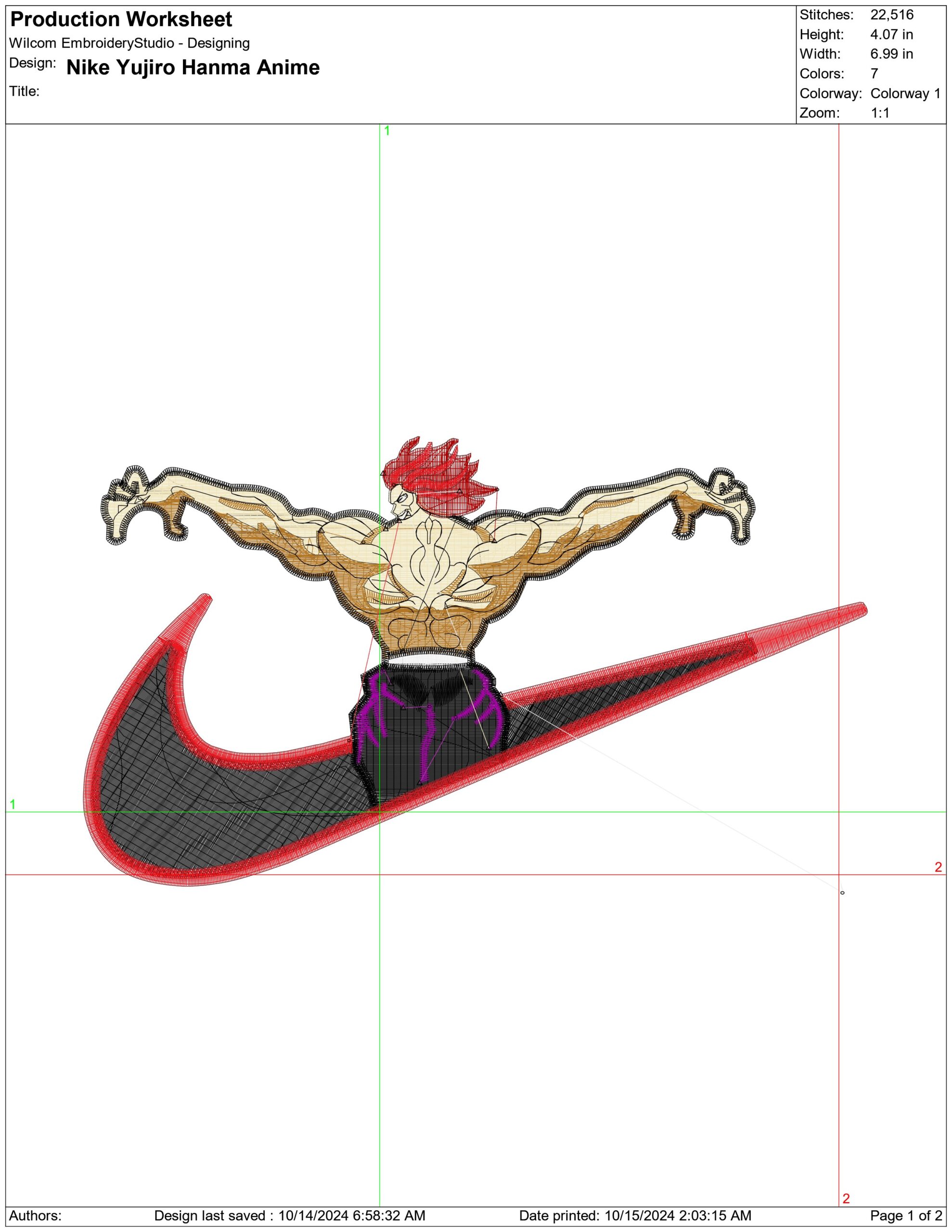 Nike Swoosh Yujiro Hanma - Anime embroidery design - embroidery file - instant download — view 2