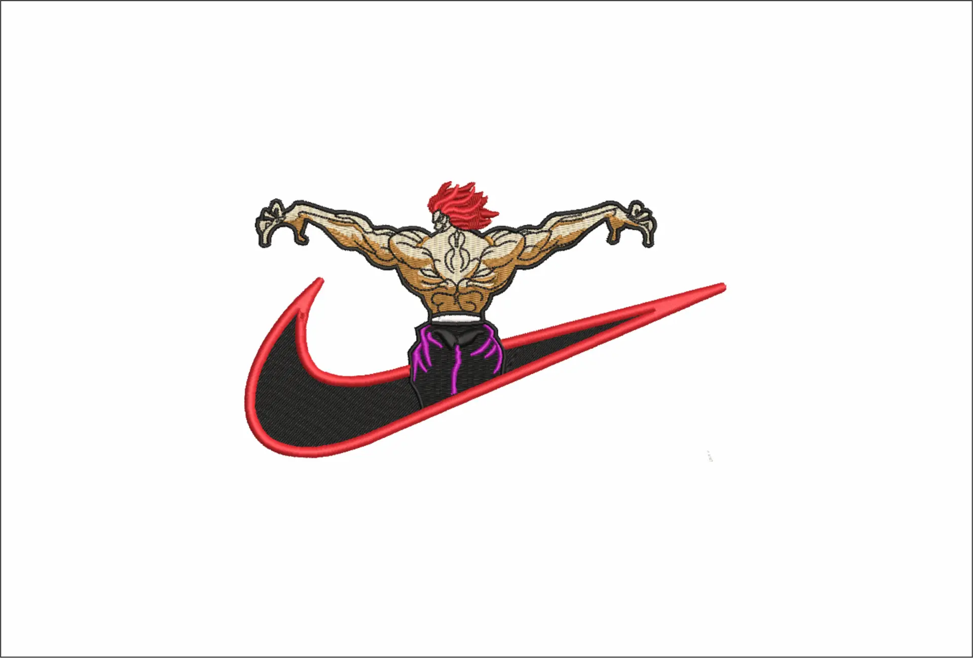Nike Swoosh Yujiro Hanma - Anime embroidery design - embroidery file - instant download