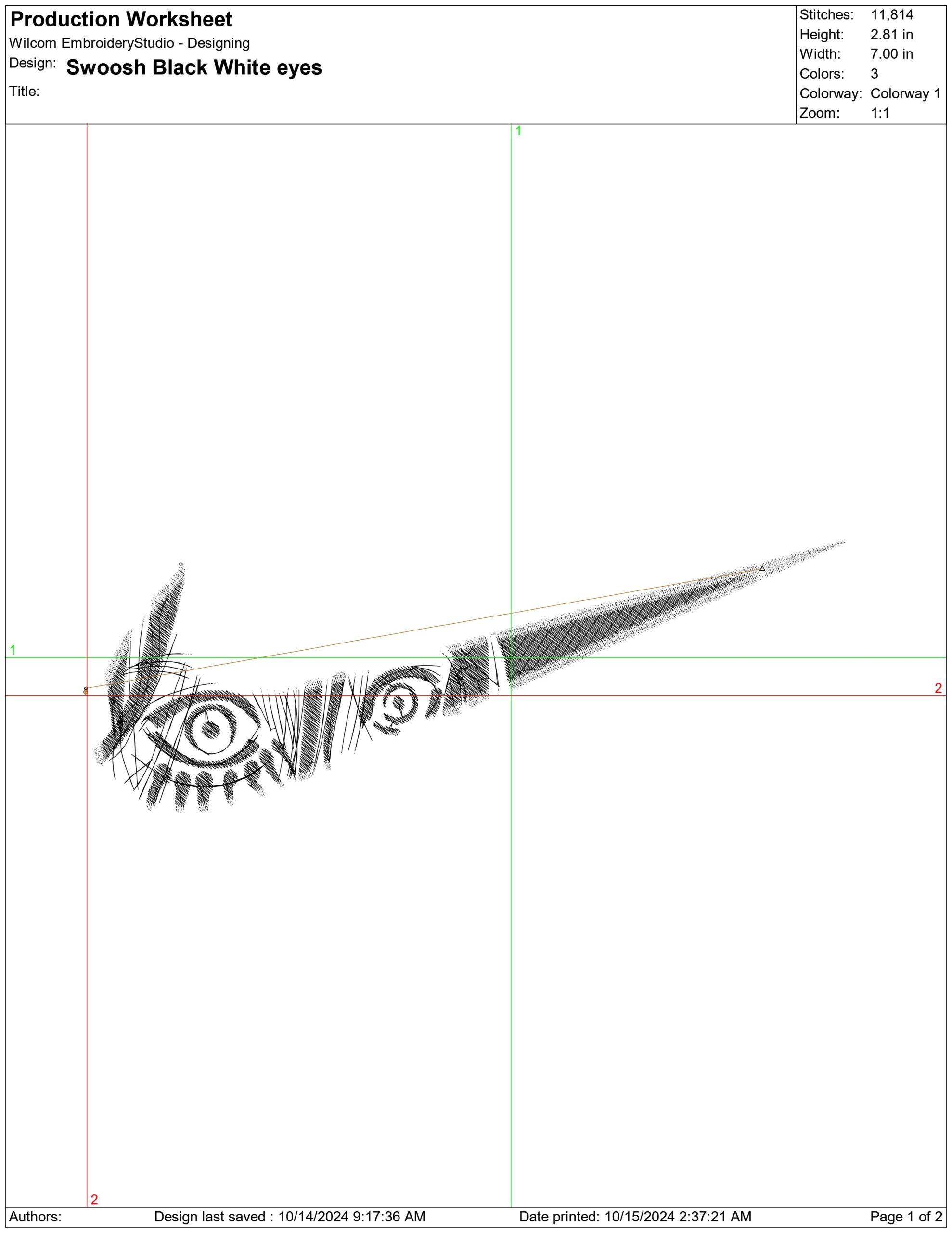 Nike Swoosh Black and White eyes - Anime embroidery design - embroidery file - instant download — view 2