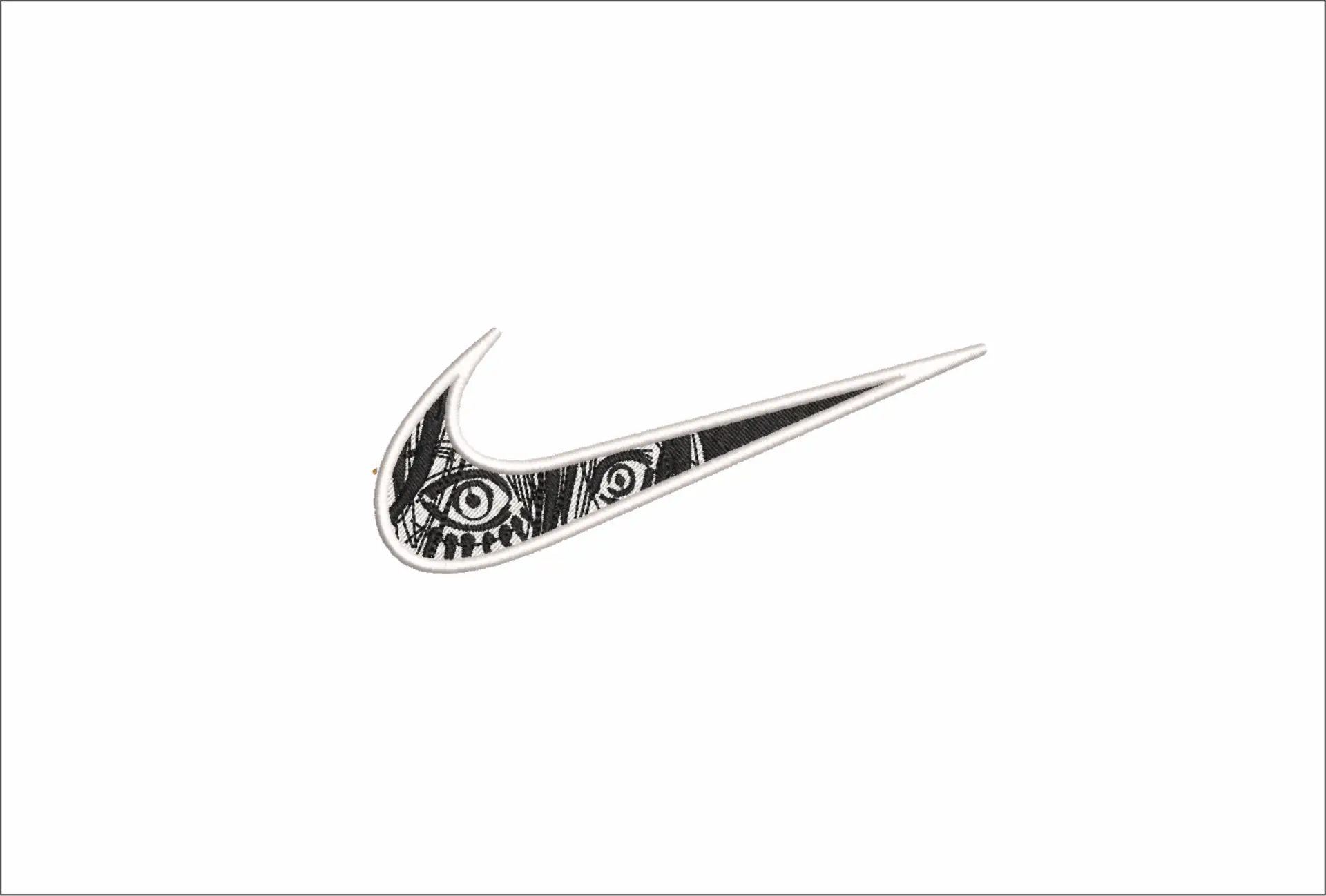 Nike Swoosh Black and White eyes - Anime embroidery design - embroidery file - instant download