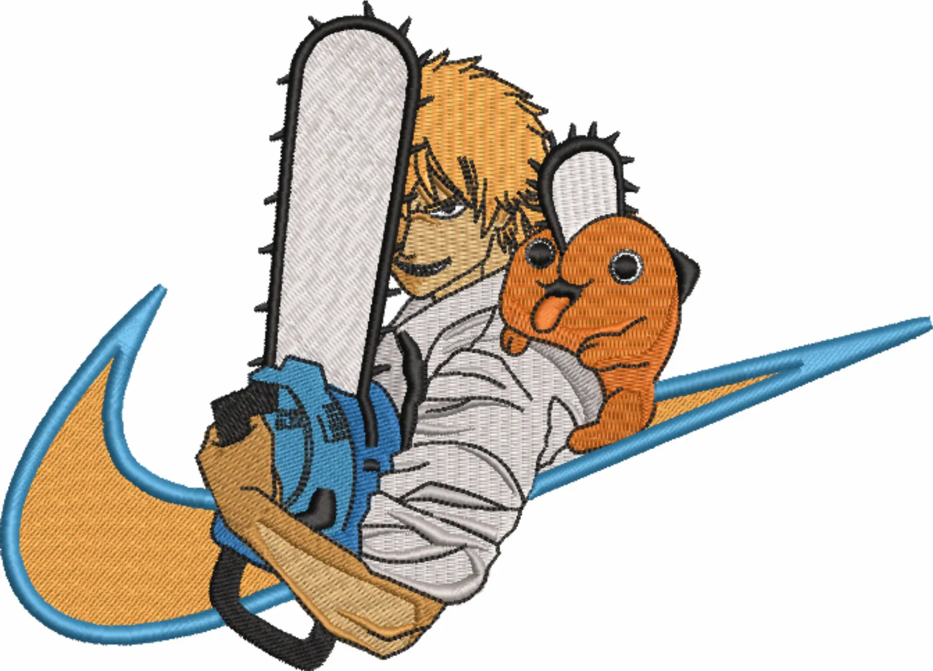 Nike Swoosh ChainSaw - Anime embroidery design - embroidery file - instant download — view 4